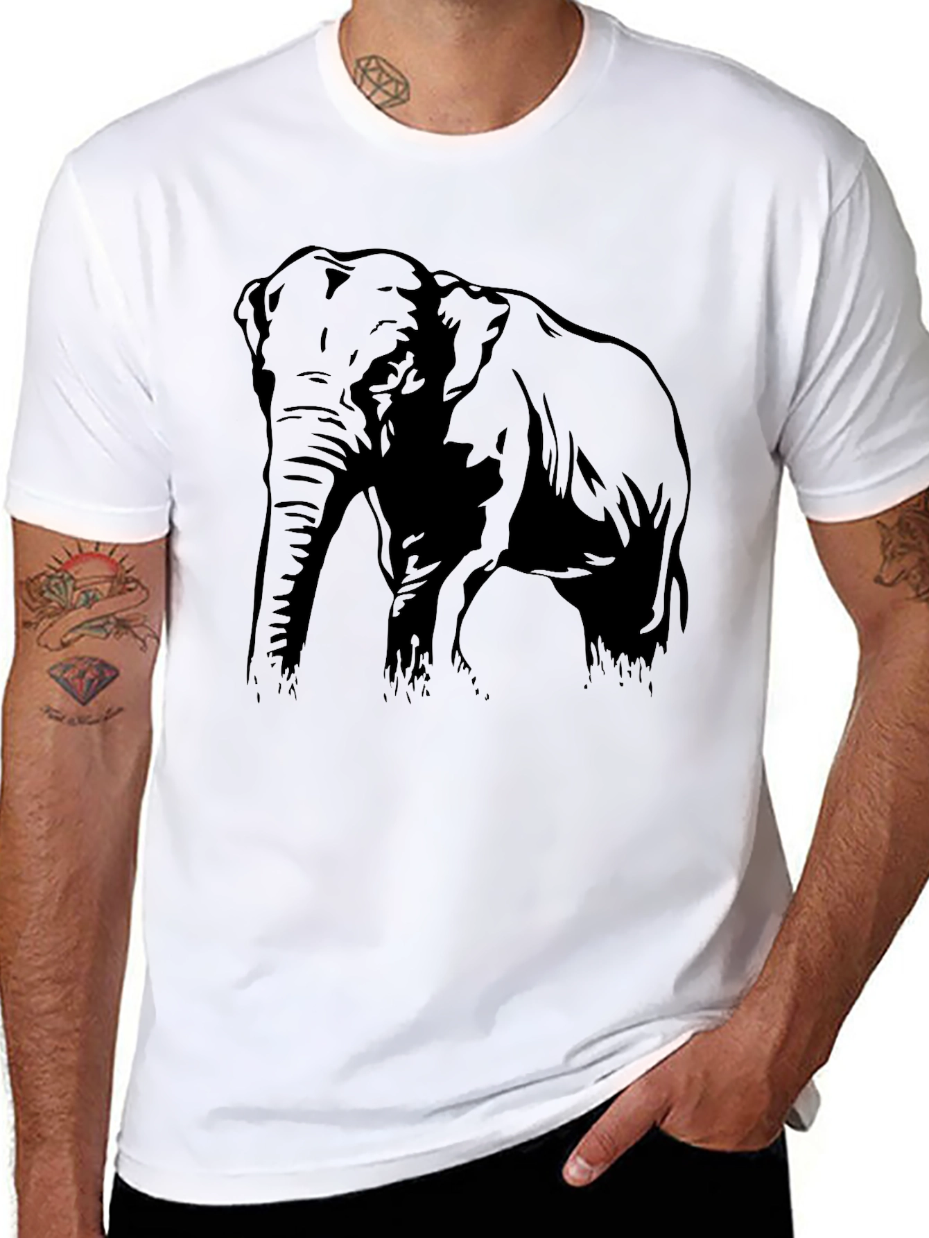 Black Elephant Graphic Black T-Shirt view 8