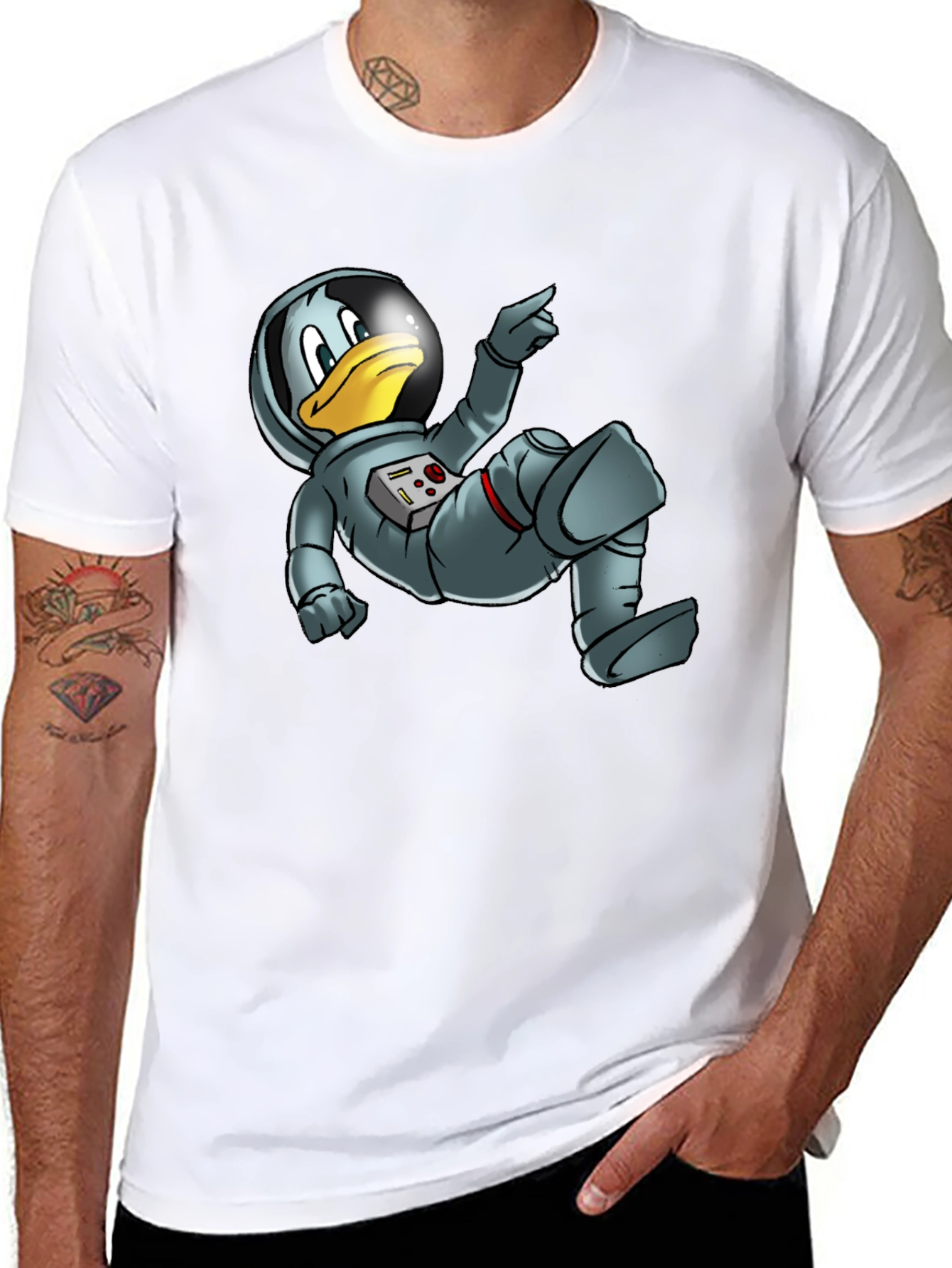 Black Astronaut Duck Graphic Tee - Black view 8