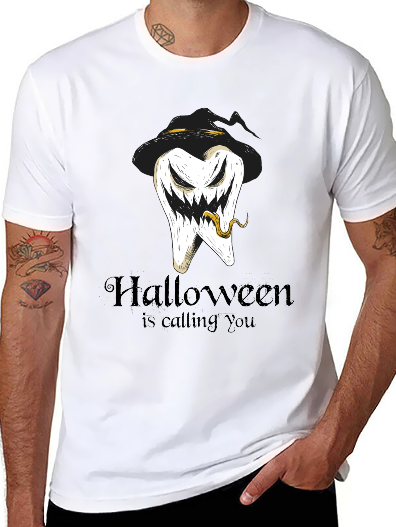 Black Halloween Tooth Tee: Calling You! view 8
