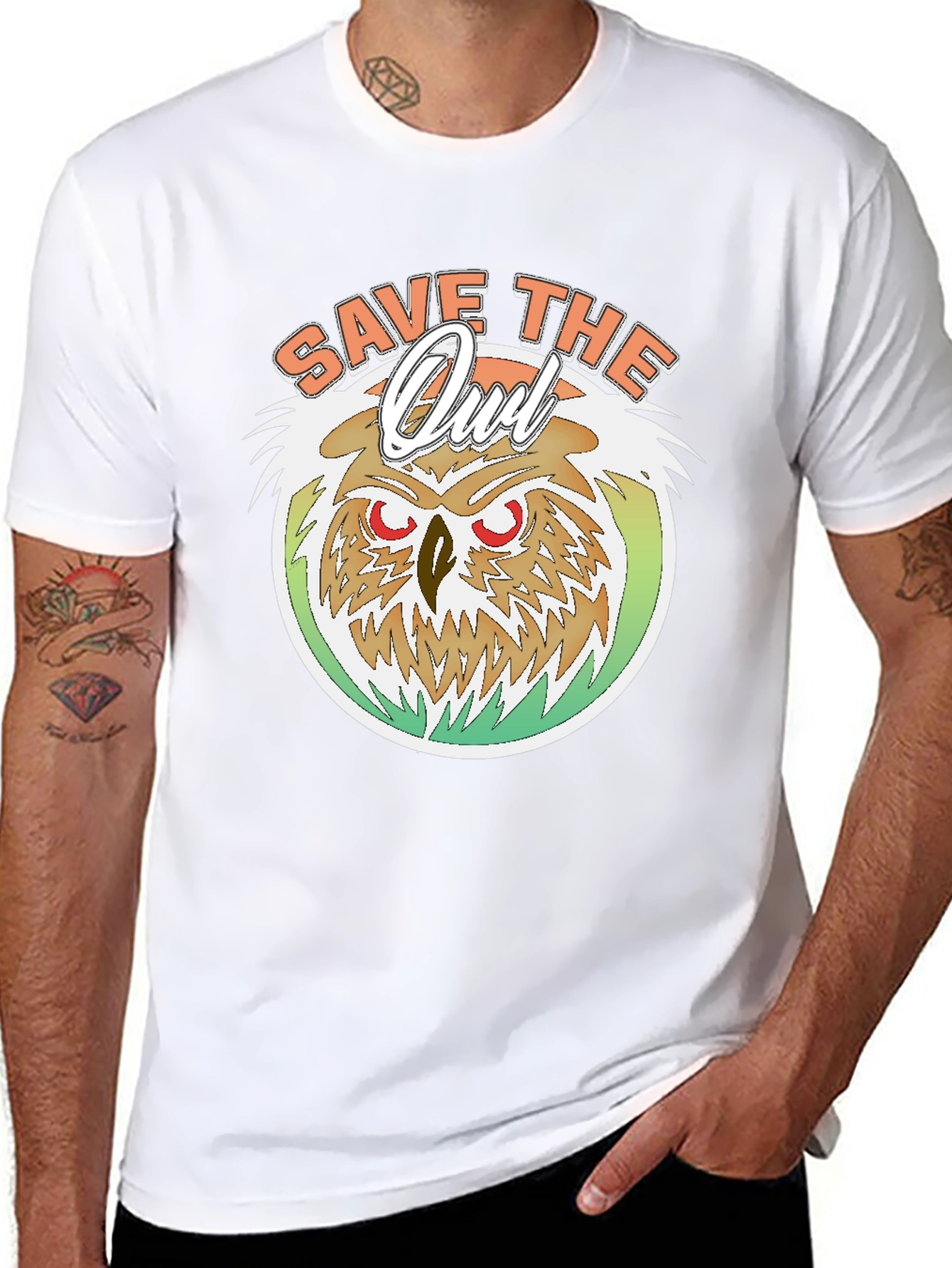 Black Save The Owl T-Shirt -  Eco-Friendly Graphic Tee view 8