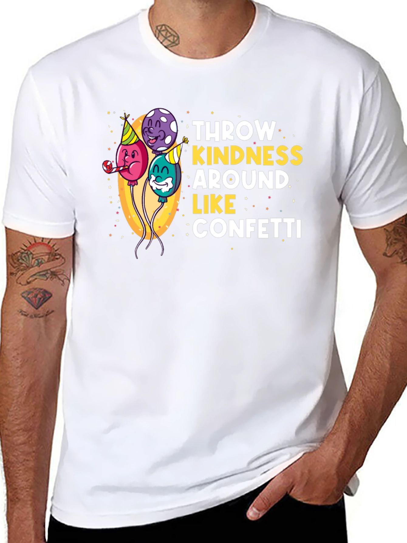 Black Throw Kindness Like Confetti Graphic Tee view 8