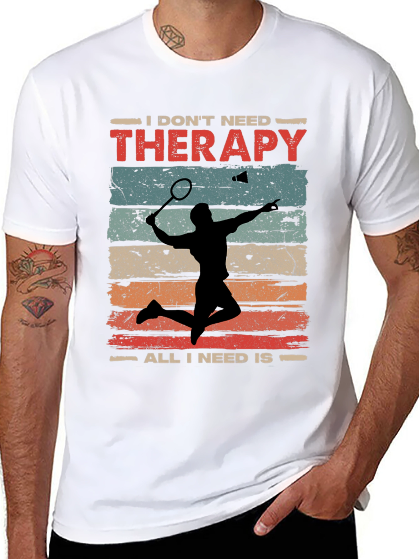 Black Badminton Therapy Tee - I Don't Need Therapy T-Shirt view 8