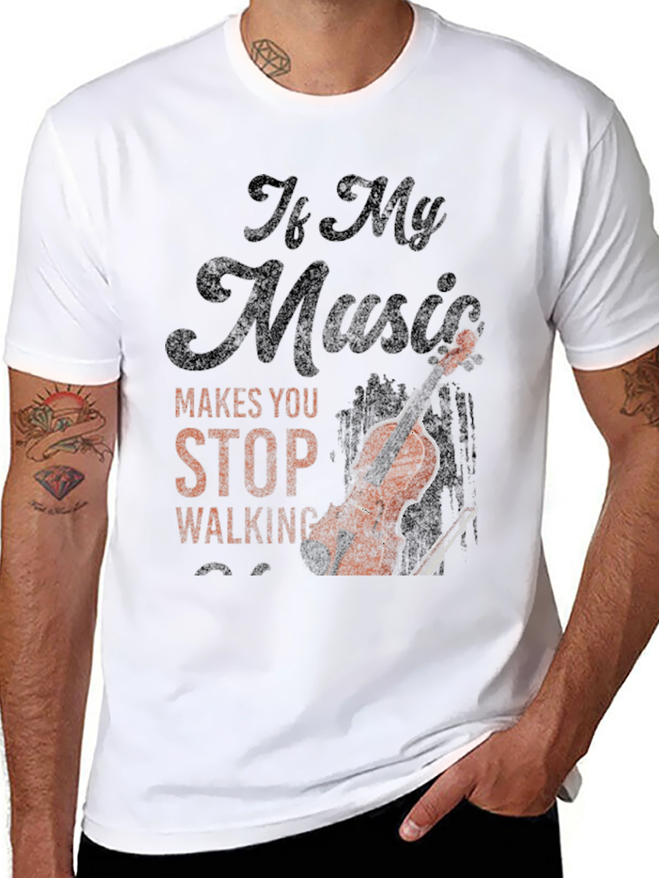 Black Music Makes You Stop Walking Men's T-Shirt view 8