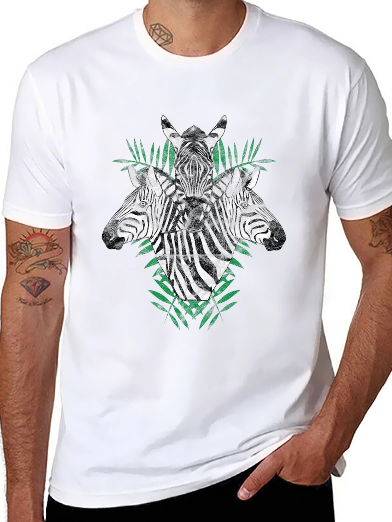 Zebra Head Graphic Print Black T-Shirt - 8