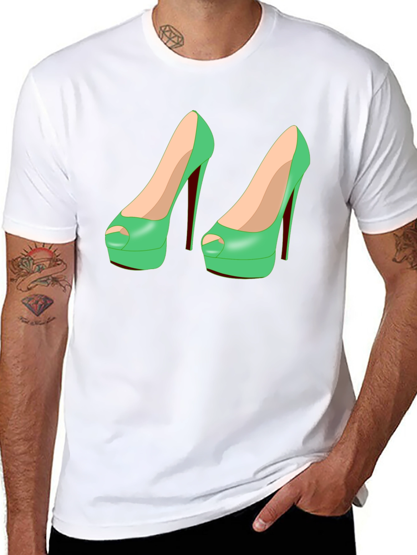 Black Novelty High Heel Shoe T-Shirt view 8