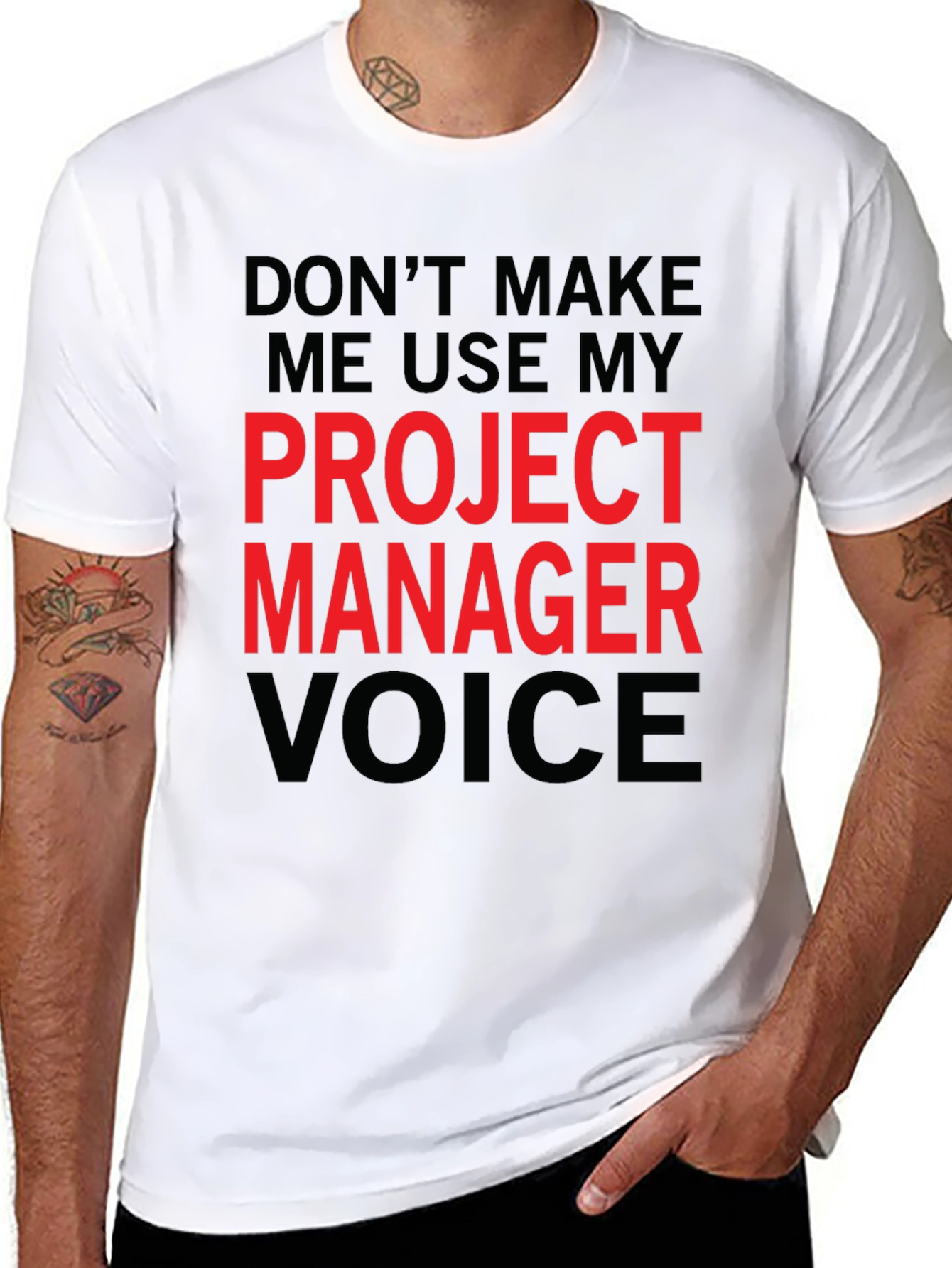 Black Project Manager Voice Funny T-Shirt view 8