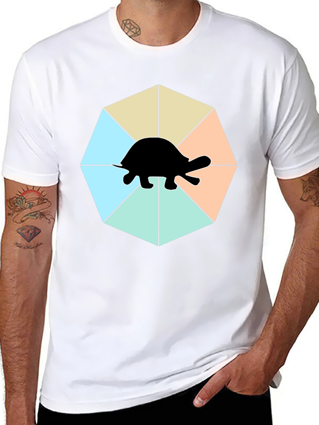 Black Turtle Graphic T-Shirt - Modern Art view 8