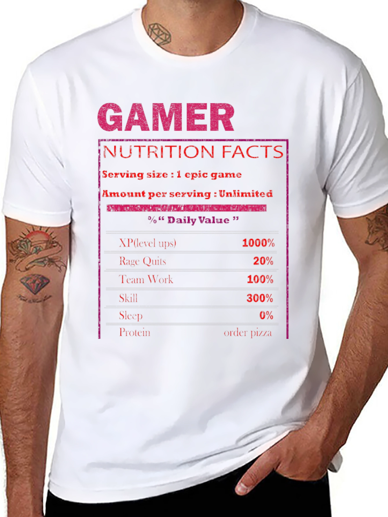 Black Gamer Nutrition Facts T-Shirt view 8