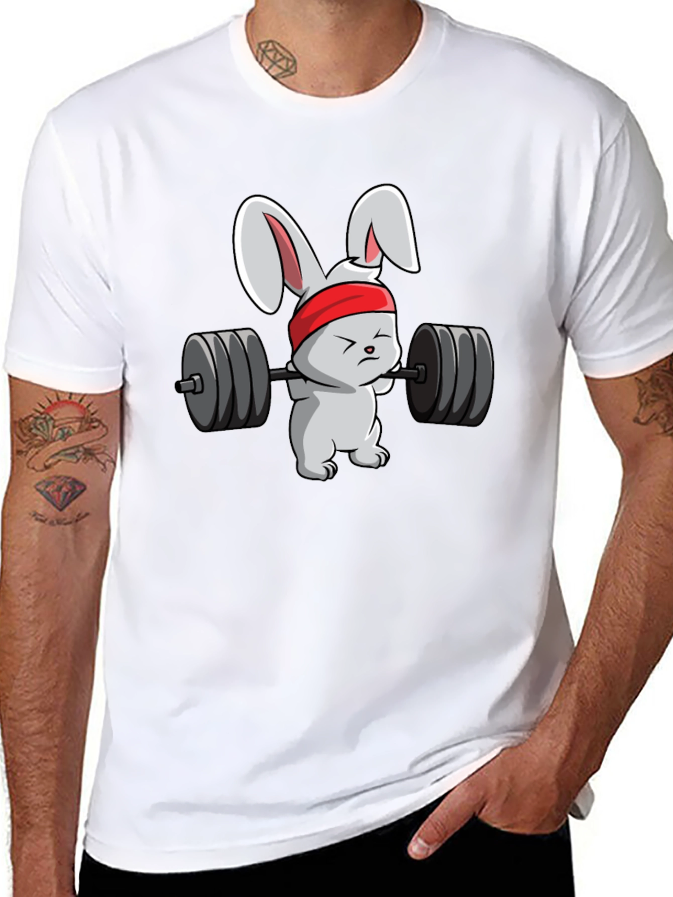Black Weightlifting Bunny T-Shirt - Black view 8