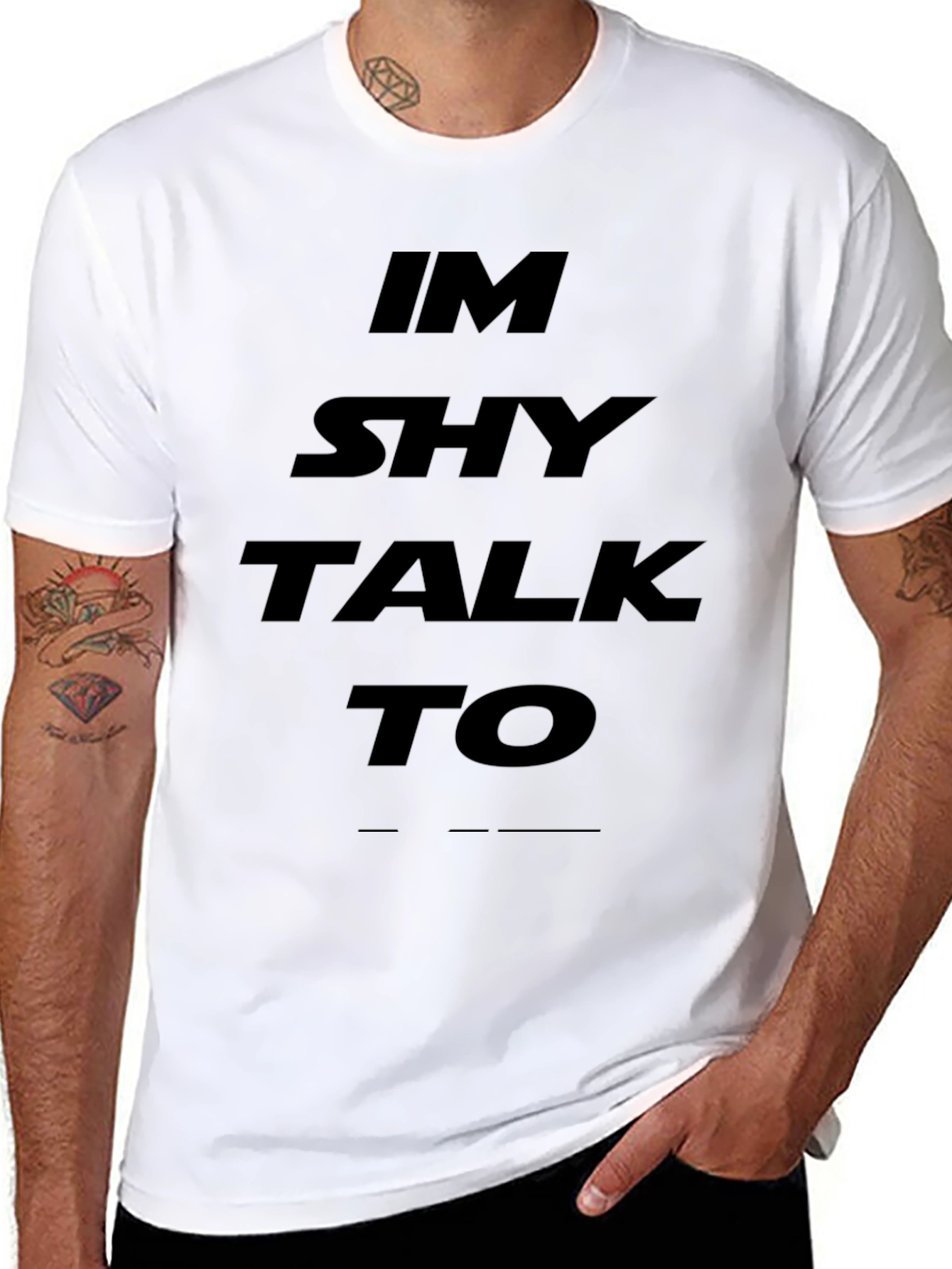 Black Introvert Humor T-Shirt: I'm Shy, Talk To... view 8