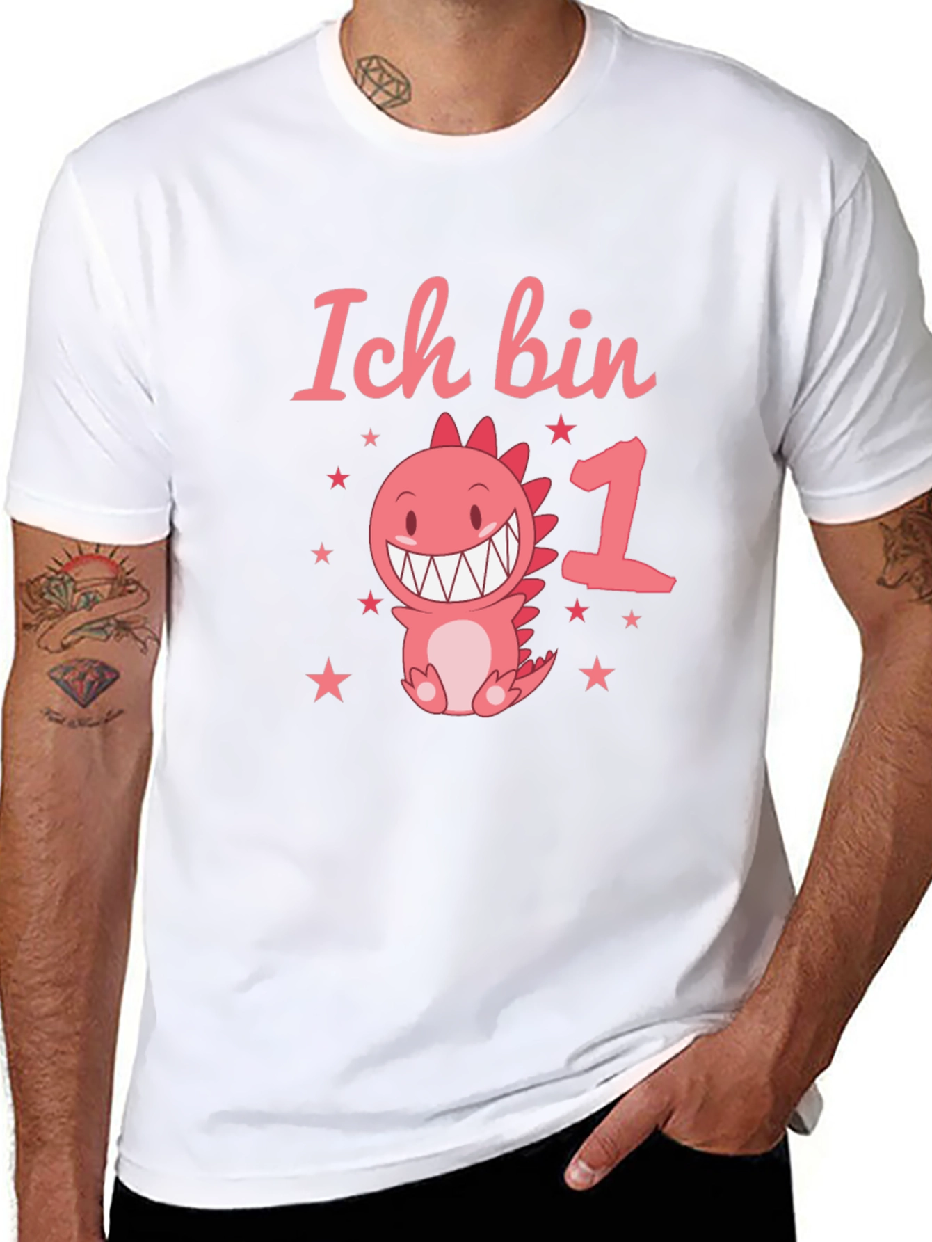 Black Ich Bin 1st Birthday Dinosaur T-Shirt view 8