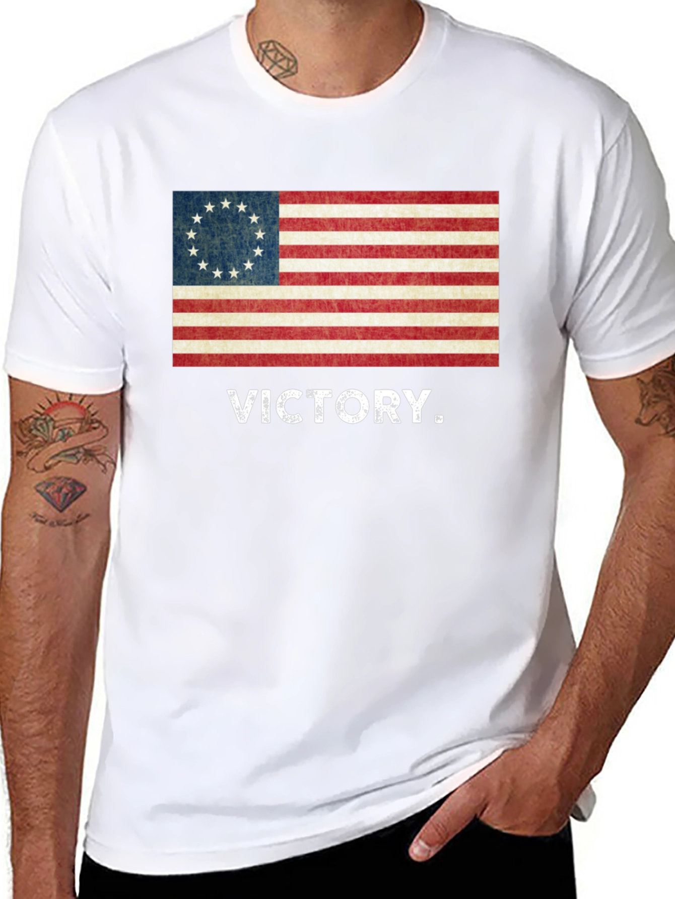 Black Victory Flag Graphic Tee - Patriotic Style view 8