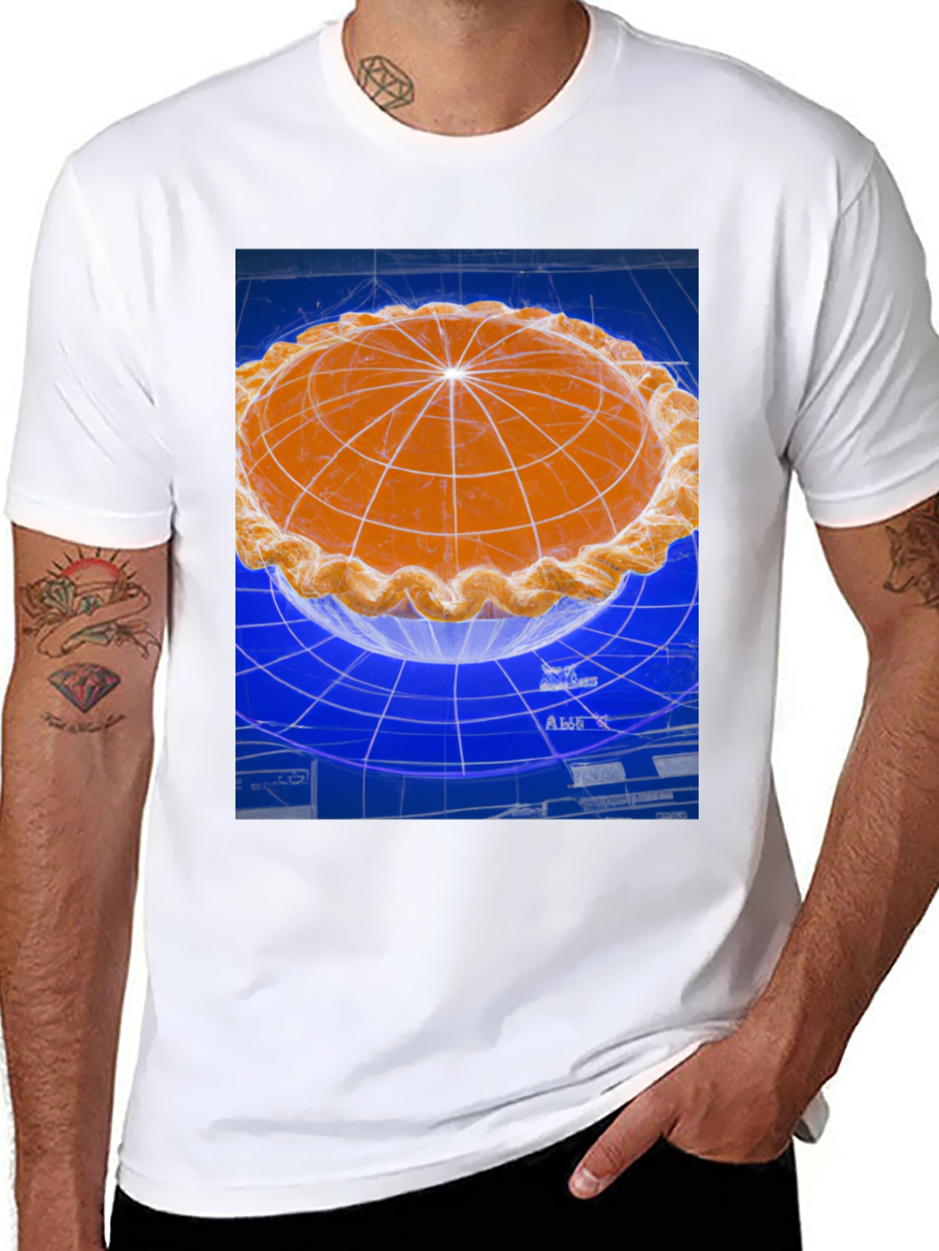 Black Pie Blueprint Graphic T-Shirt view 8