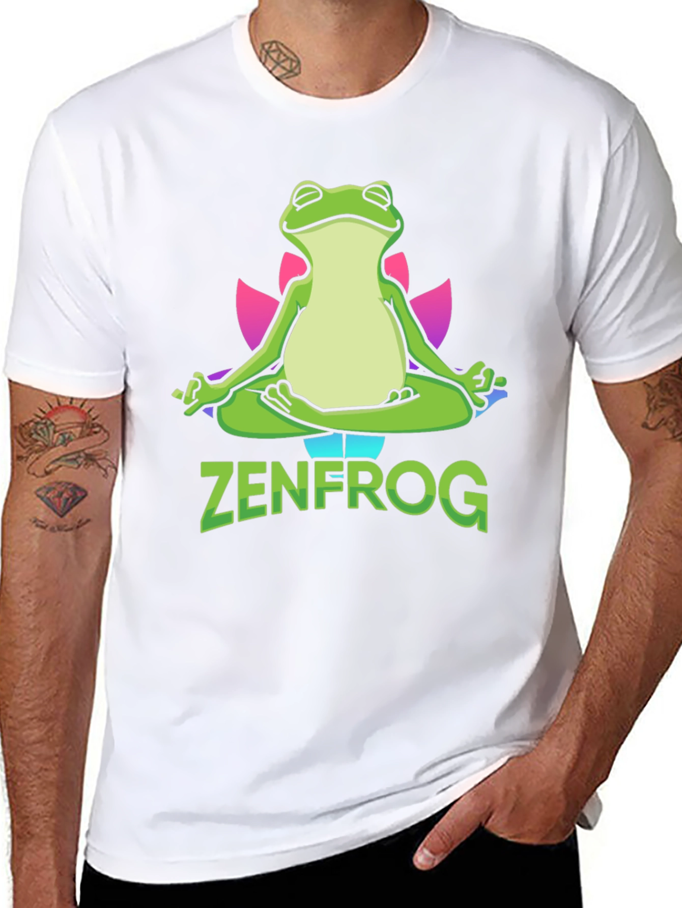 Black Zen Frog Graphic T-Shirt - Meditating Amphibian Tee view 8