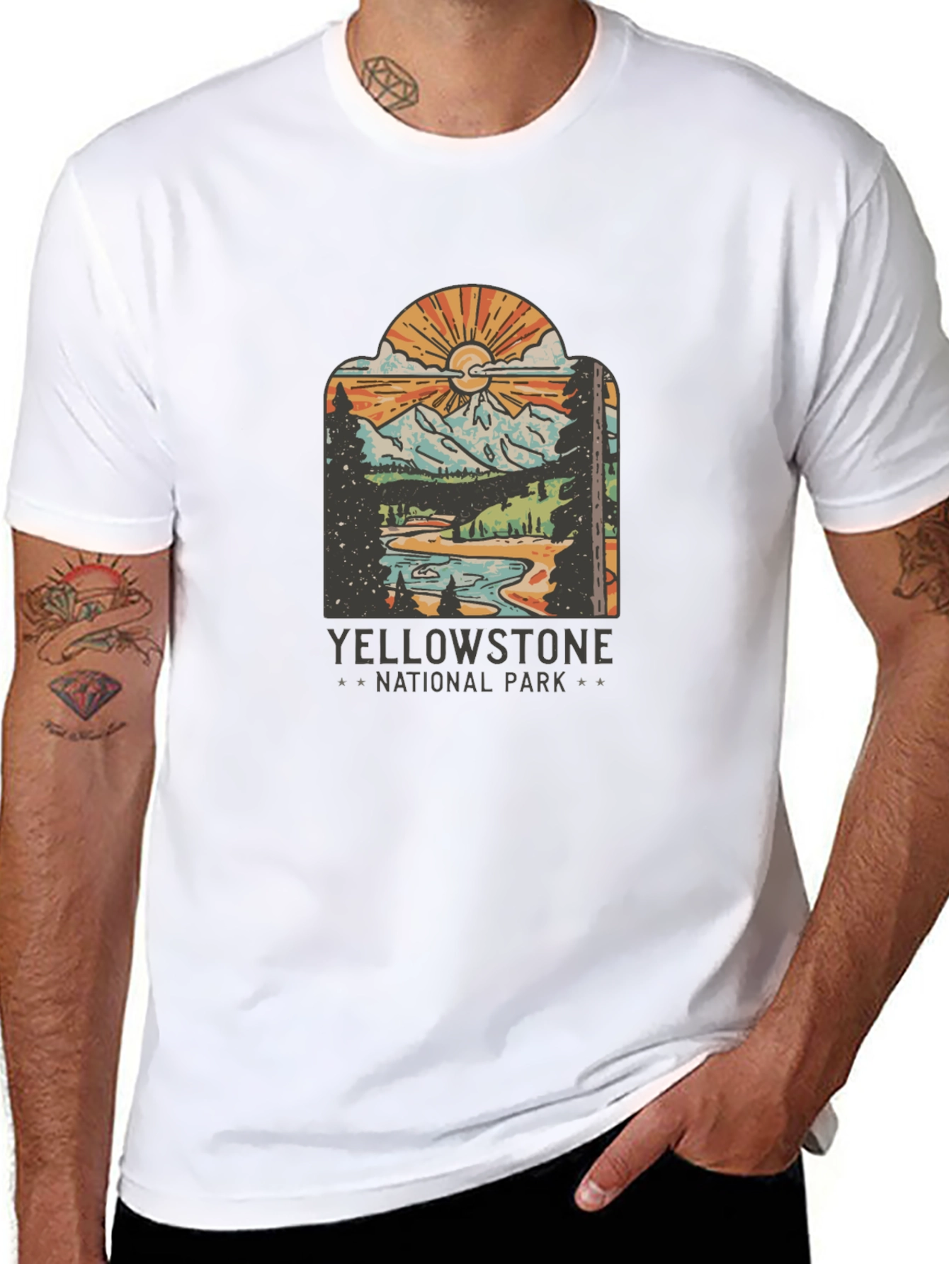 Black Yellowstone National Park Graphic Tee view 8