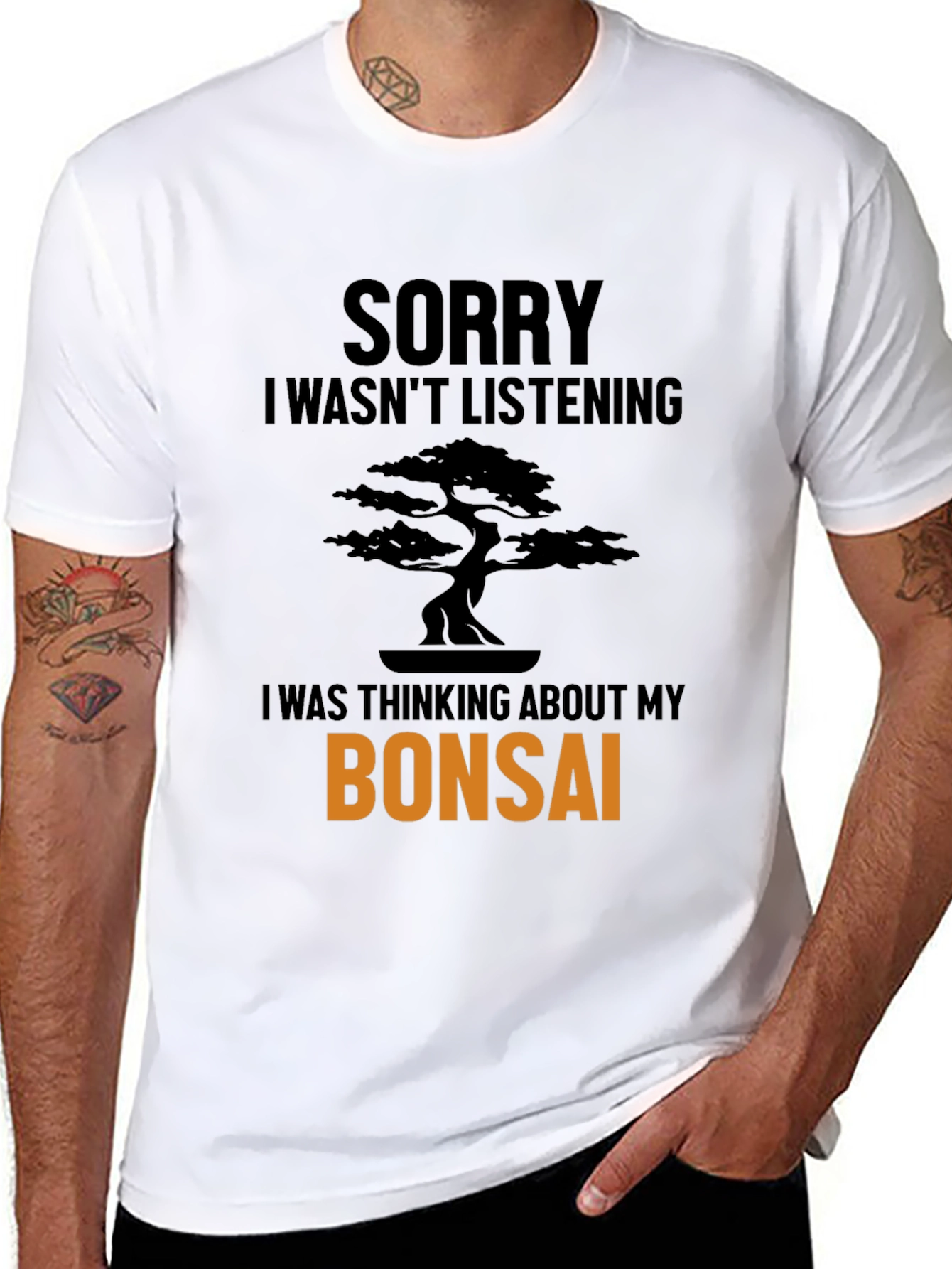 Black Bonsai Tree T-Shirt - Sorry Wasn't Listening Funny Tee view 8
