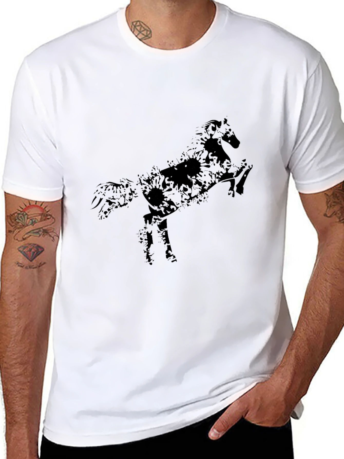 Black Black Horse Graphic Tee - Stylish Men's Casual Shirt view 8