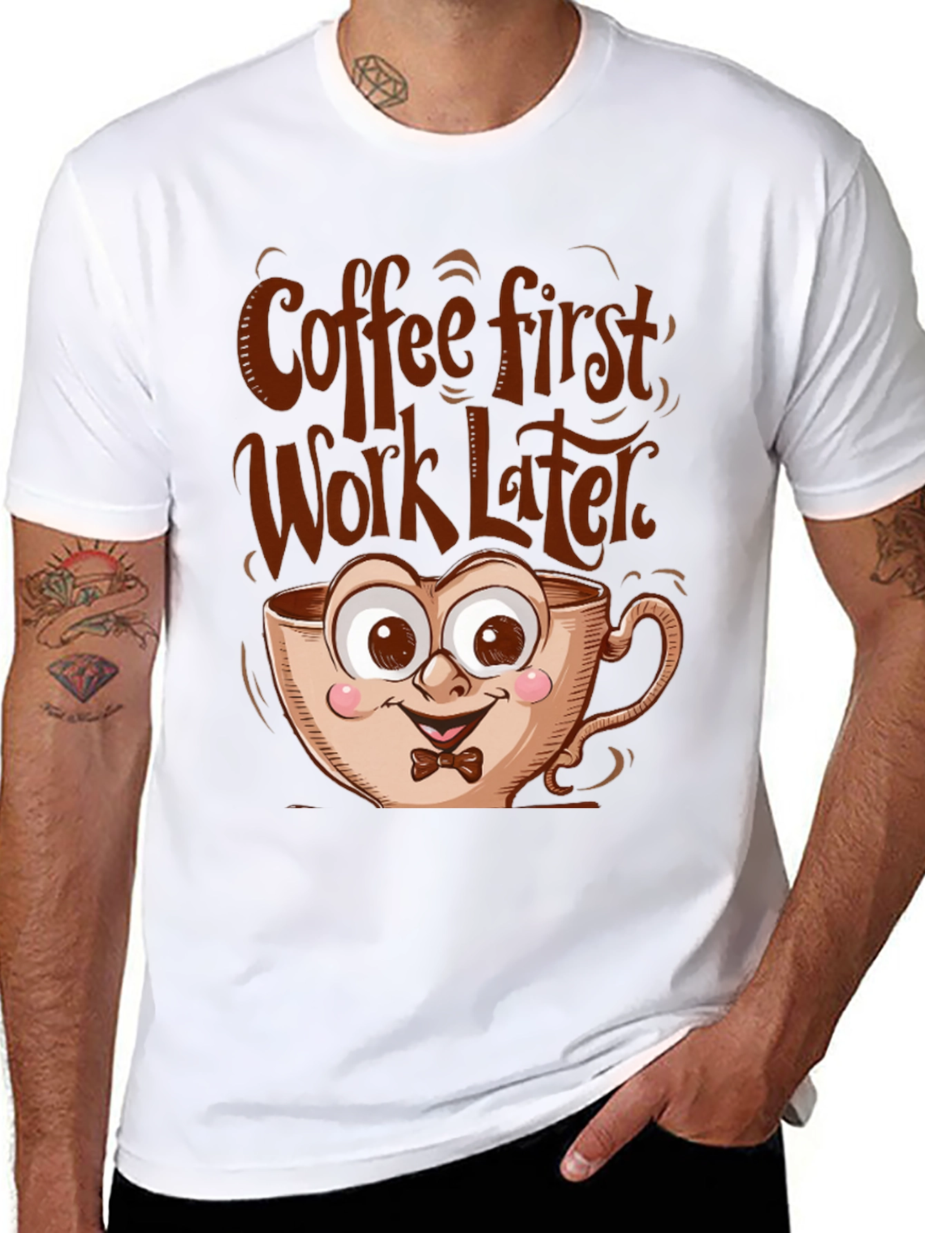 Black Coffee First Funny T-Shirt view 8