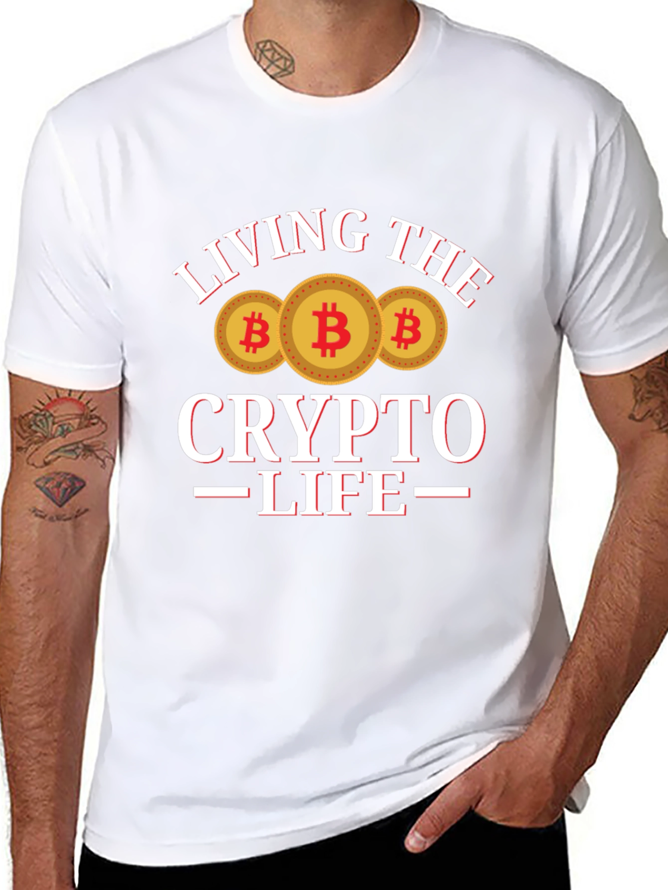Black Living the Crypto Life T-Shirt Bitcoin Design view 8
