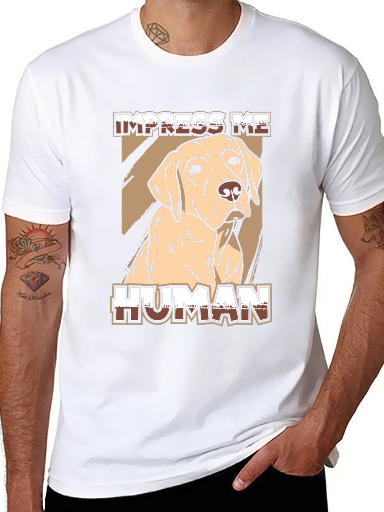 Black Impress Me Human Dog Graphic Tee - Black view 8