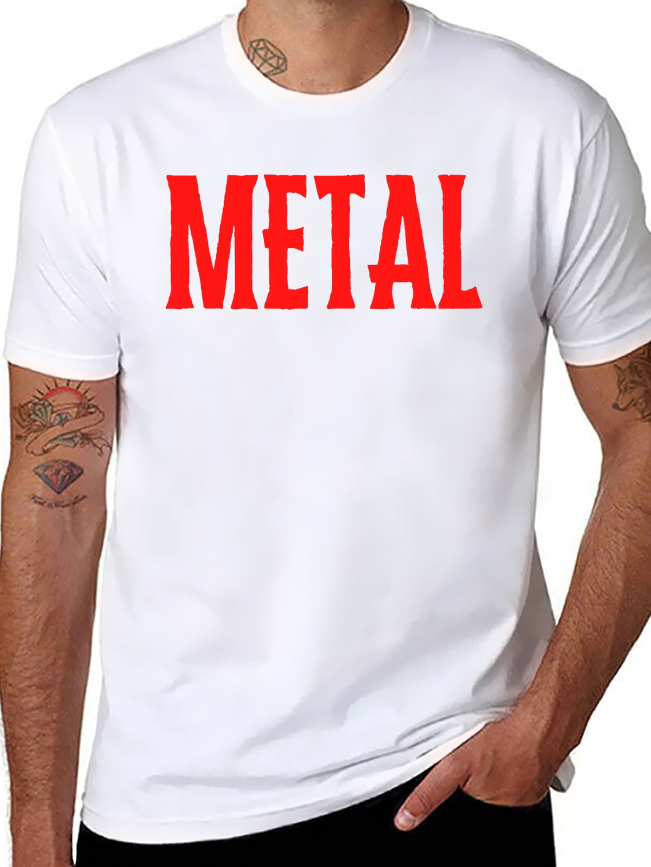 Black Metal Band Fan T-Shirt - Red Text Design view 8