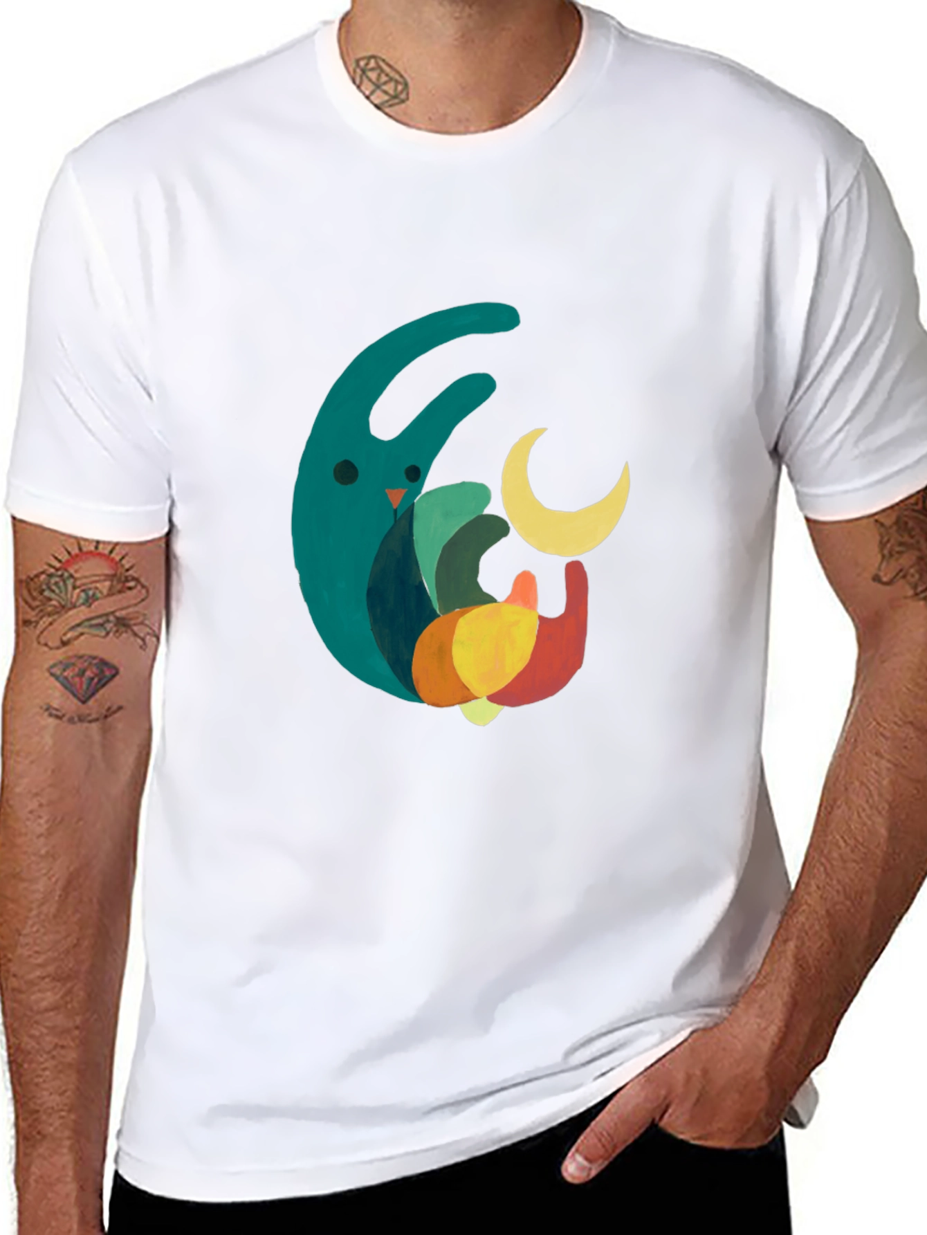 Black Abstract Art Print Men's Black T-Shirt view 8