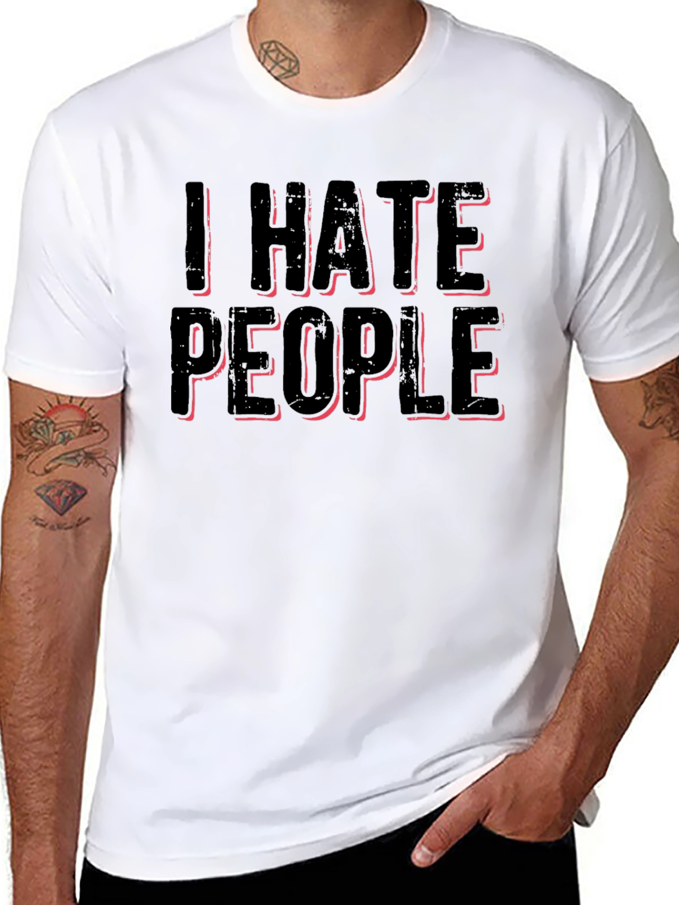 Black I Hate People Graphic T-Shirt - Anti-Social Tee view 8