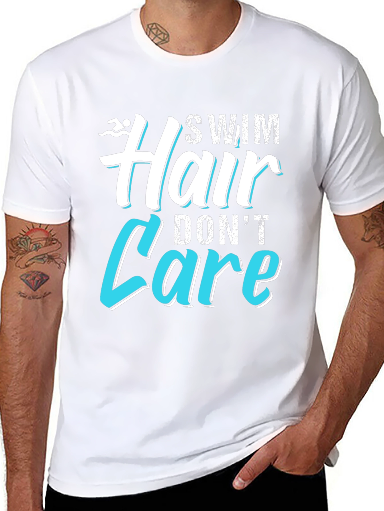 Black Swim Hair Don't Care T-Shirt view 8
