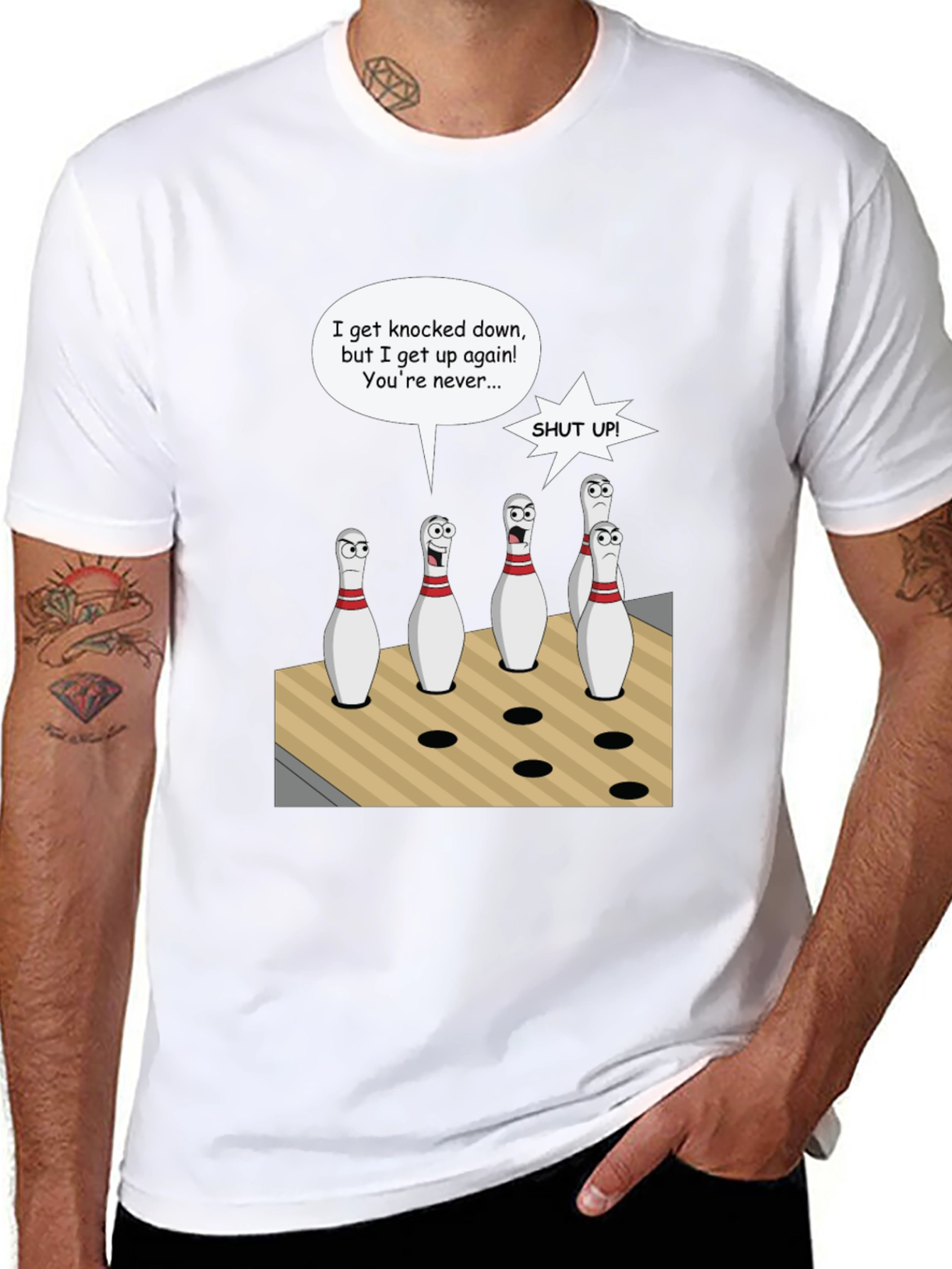 Black Bowling Pin Cartoon T-Shirt view 8