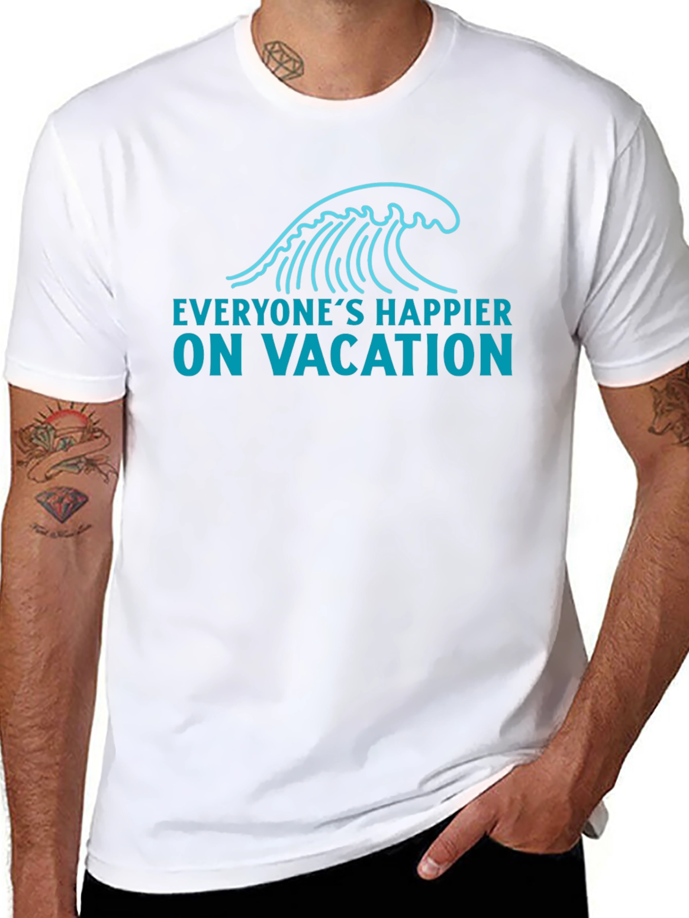 Black Vacation Wave Graphic Tee - Relaxed Fit view 8