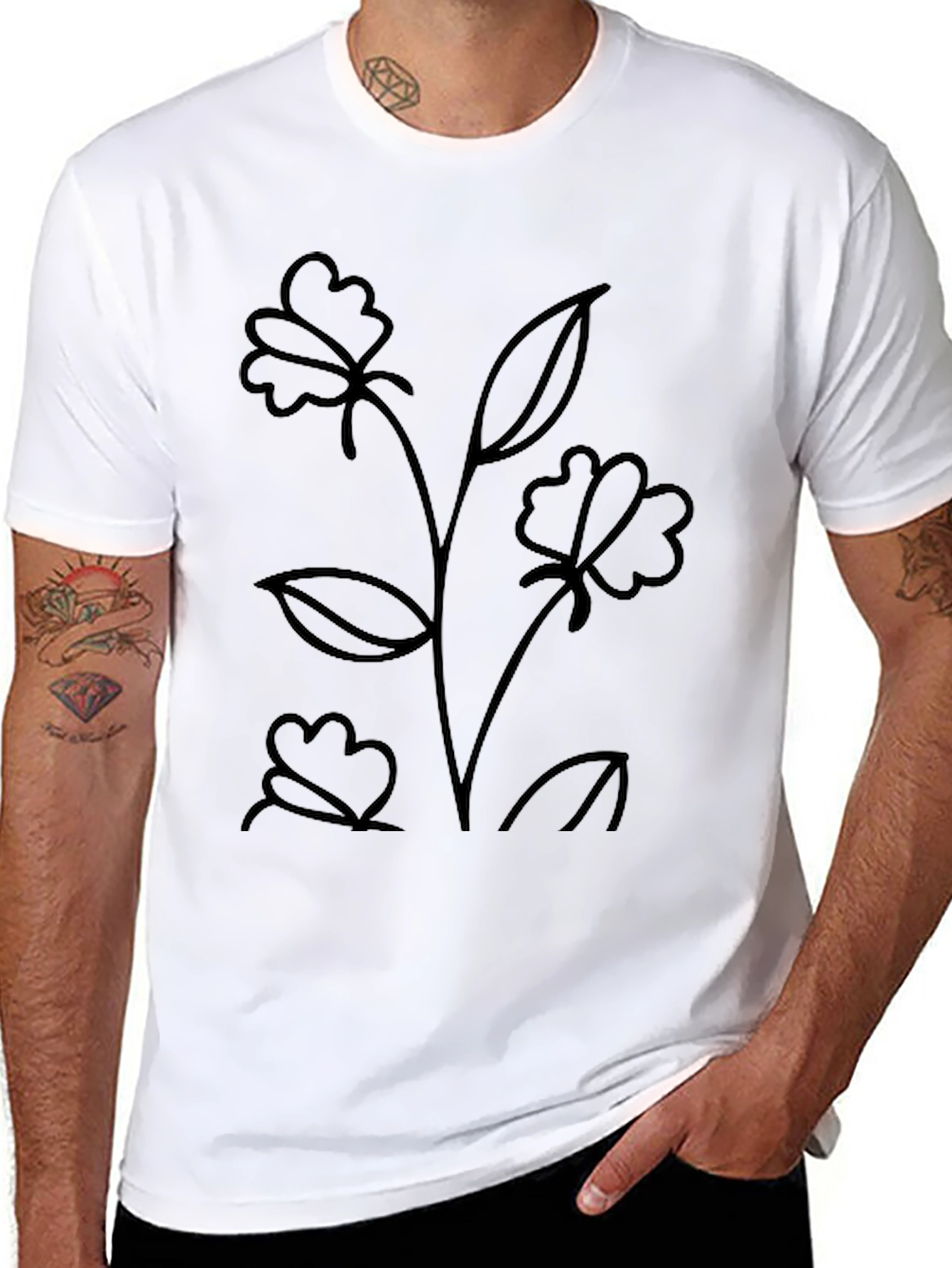 Black Floral Graphic Black T-Shirt view 8