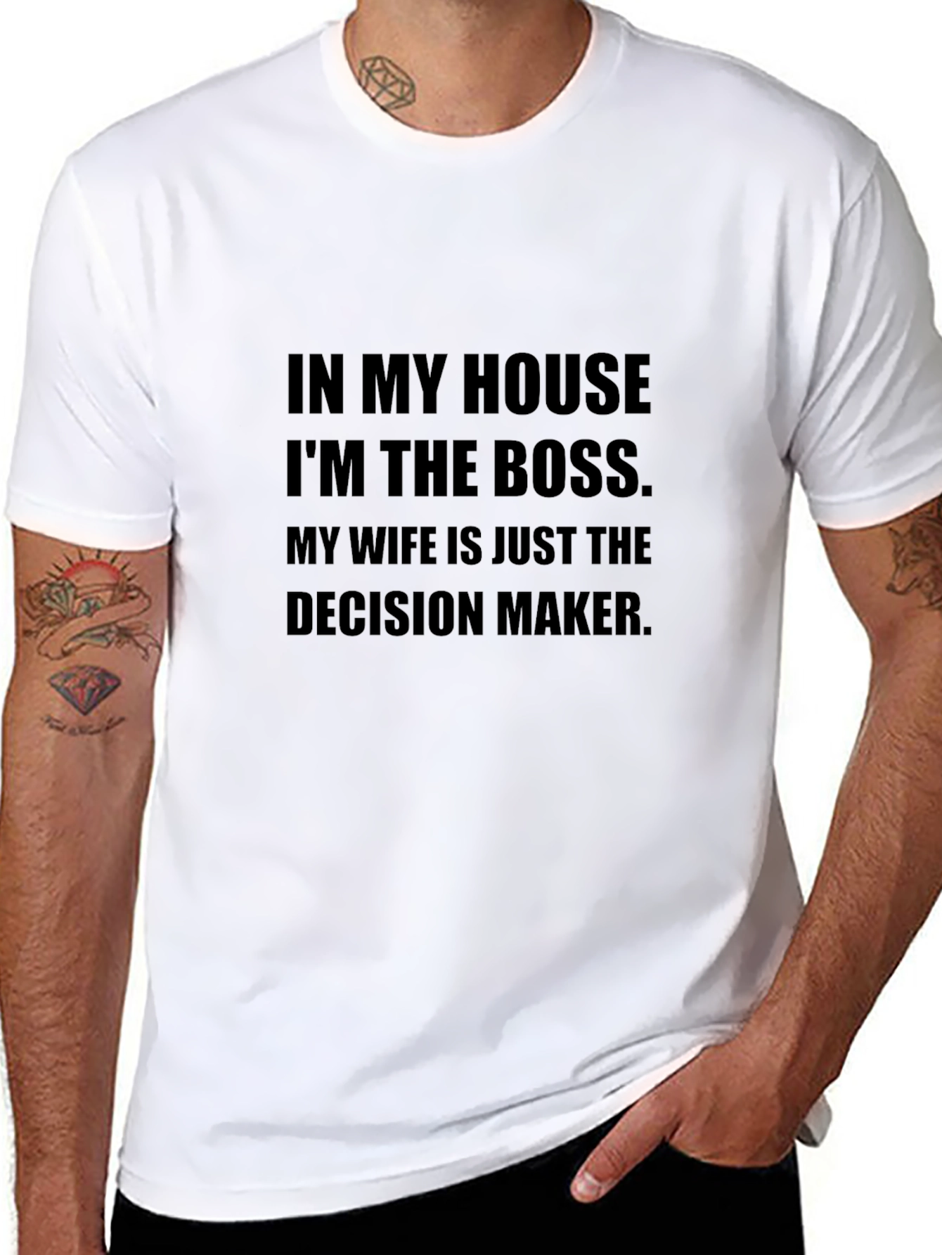 Black Humorous "In My House I'm The Boss" Graphic T-Shirt view 8