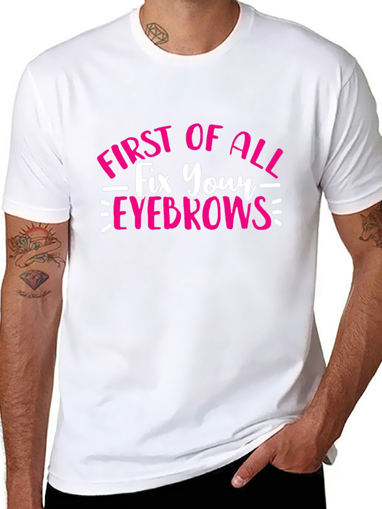 Black Fix Your Eyebrows T-Shirt - Funny Graphic Tee view 8