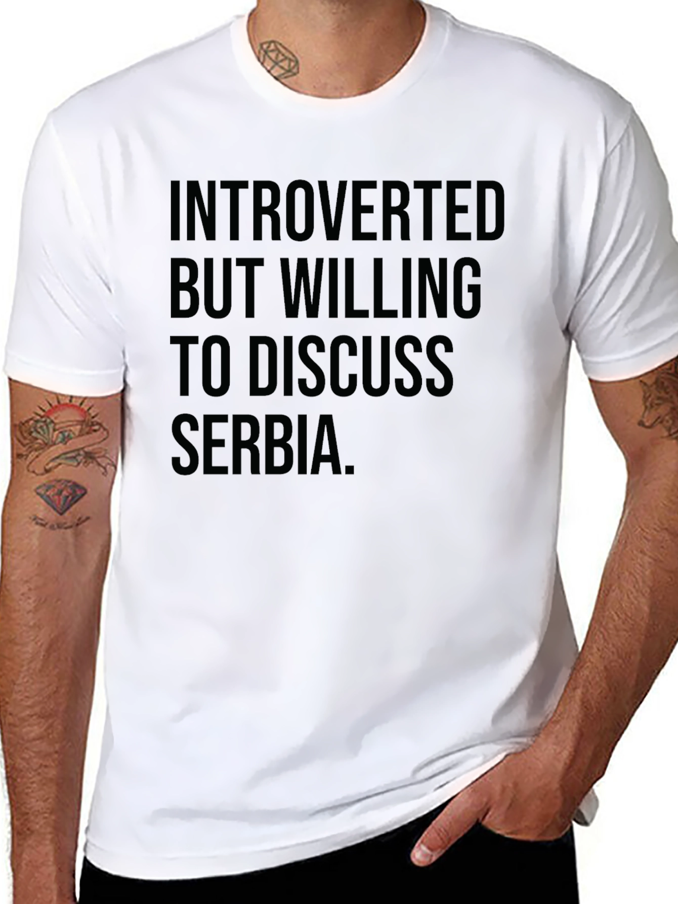 Black Introverted Serbia T-Shirt - Funny Tee view 8