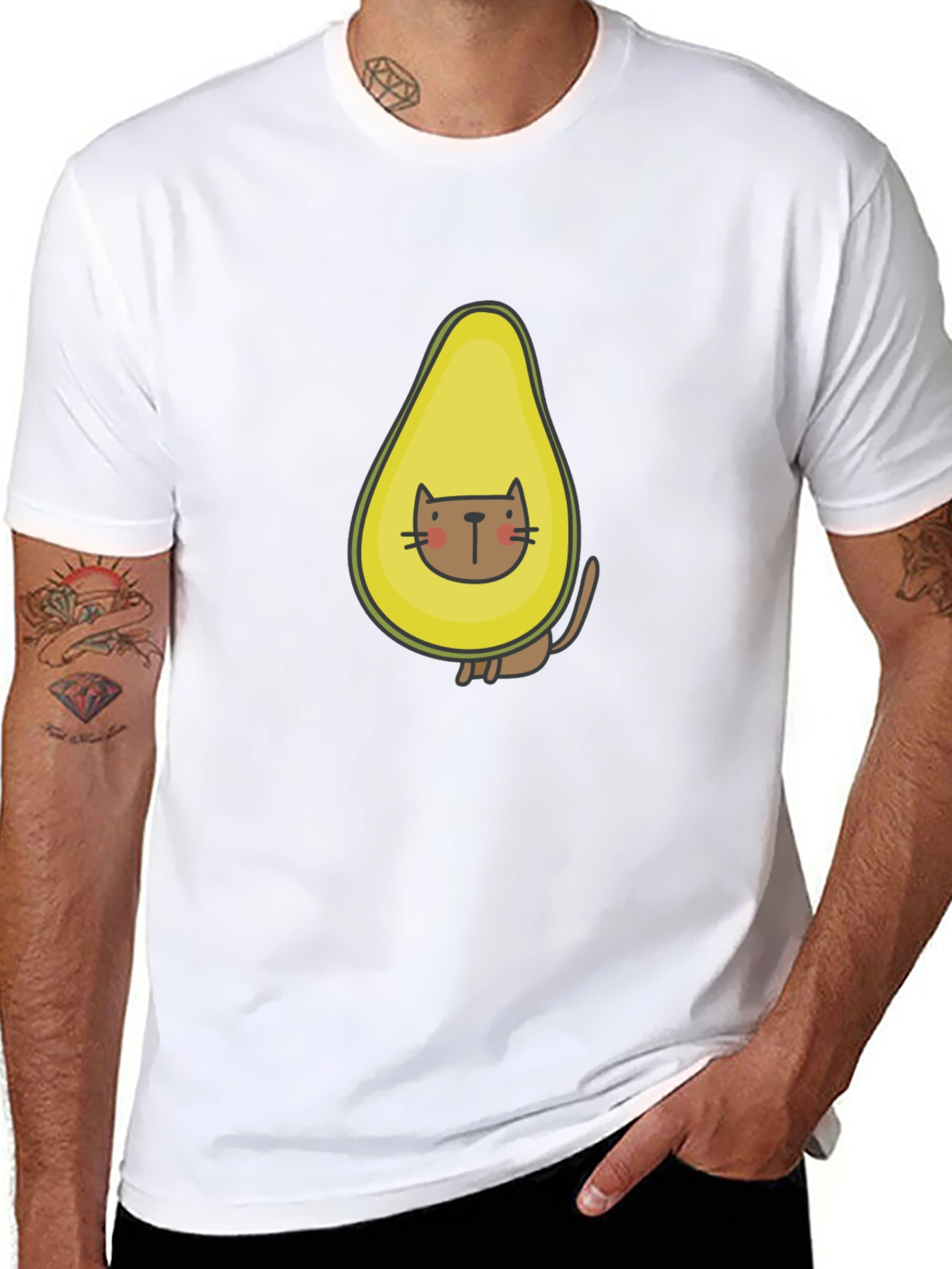 Black Avocado Cat T-Shirt - Funny Graphic Tee view 8