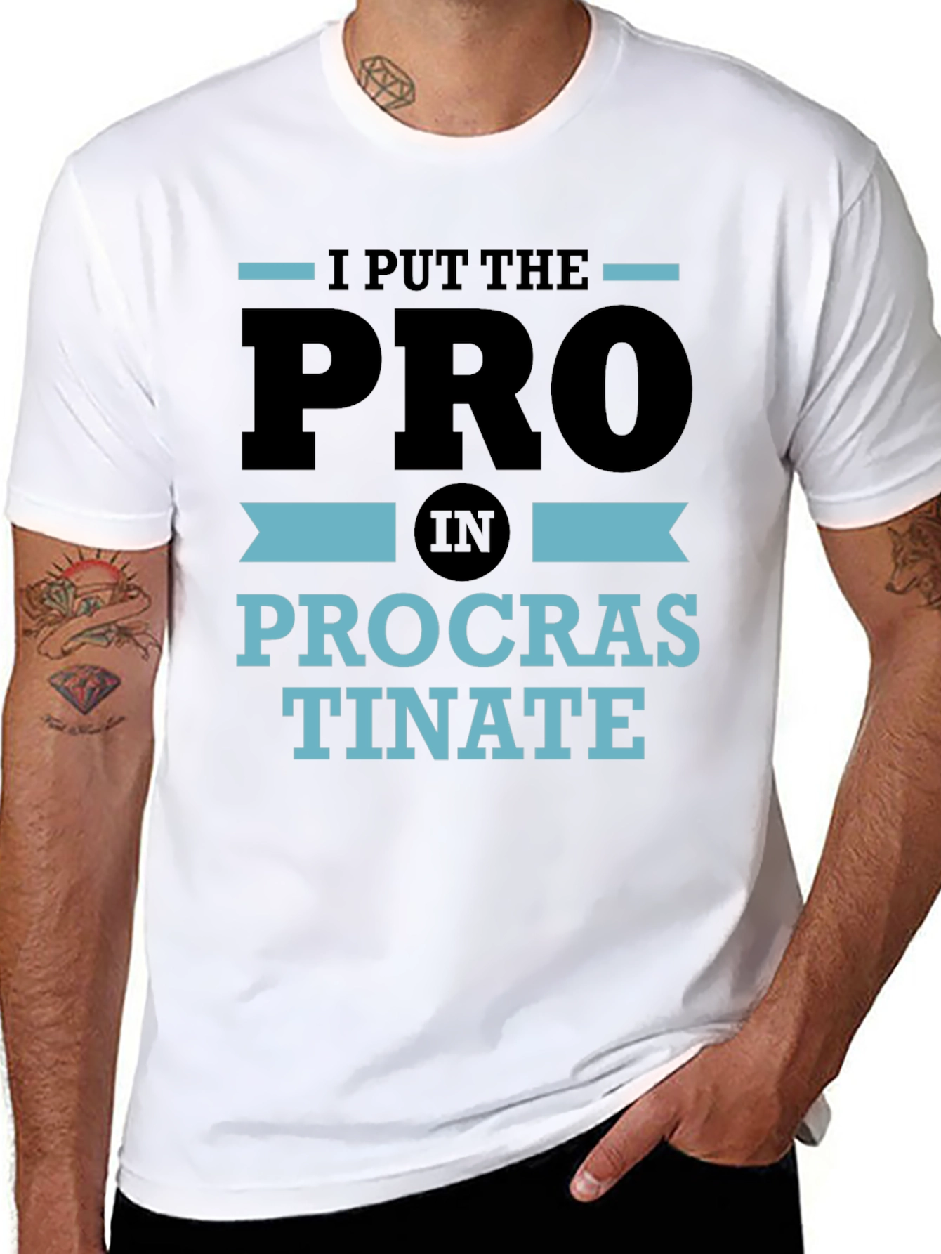 Black Procrastinate T-Shirt - Funny Graphic Tee view 8