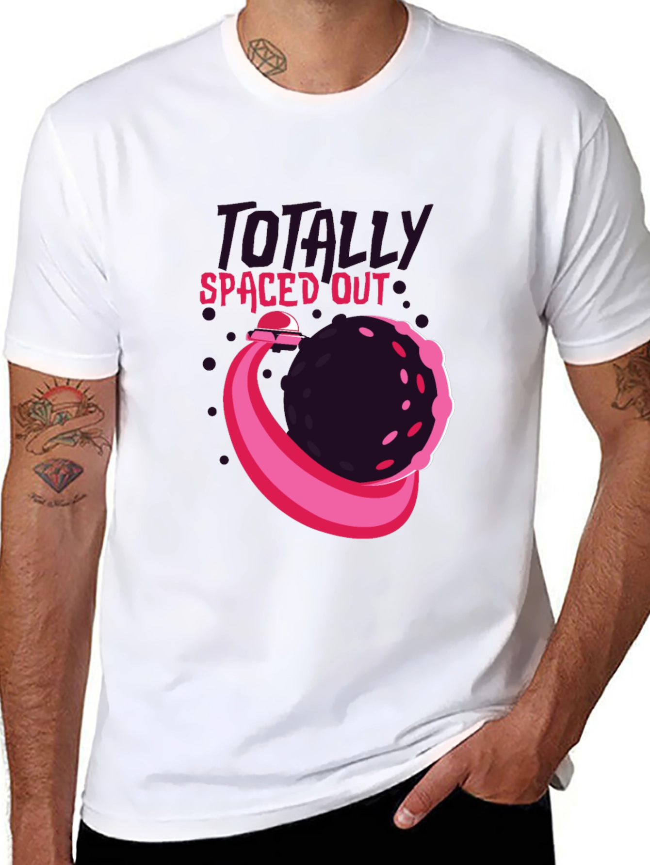 Black Totally Spaced Out T-Shirt - Unique Graphic Tee view 8