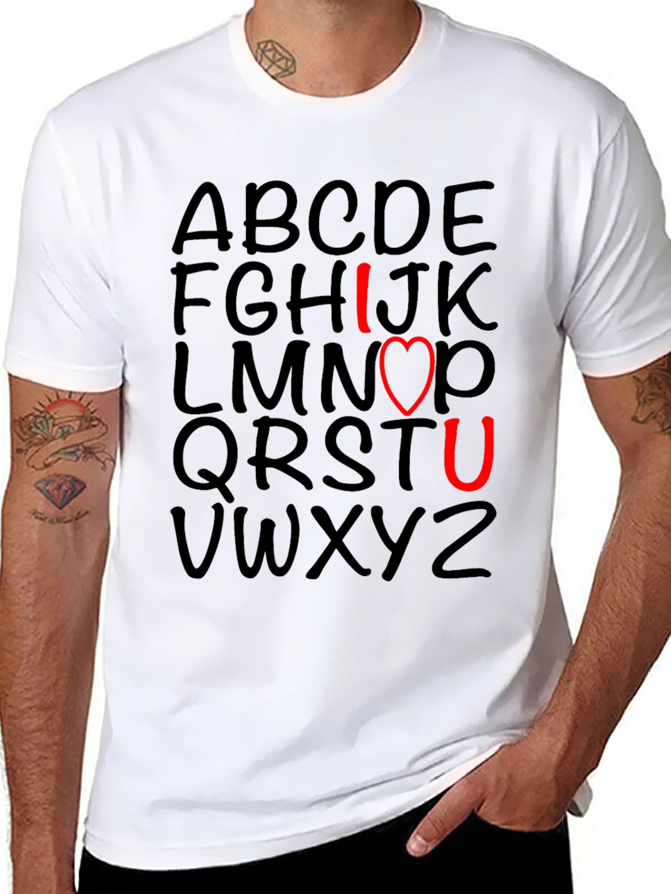 Black I Love You T-Shirt with Alphabet Design view 8