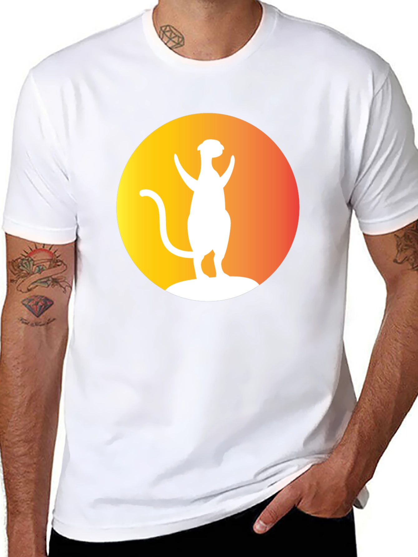 Black Meerkat Silhouette Graphic Tee - Unisex Black T-Shirt view 8
