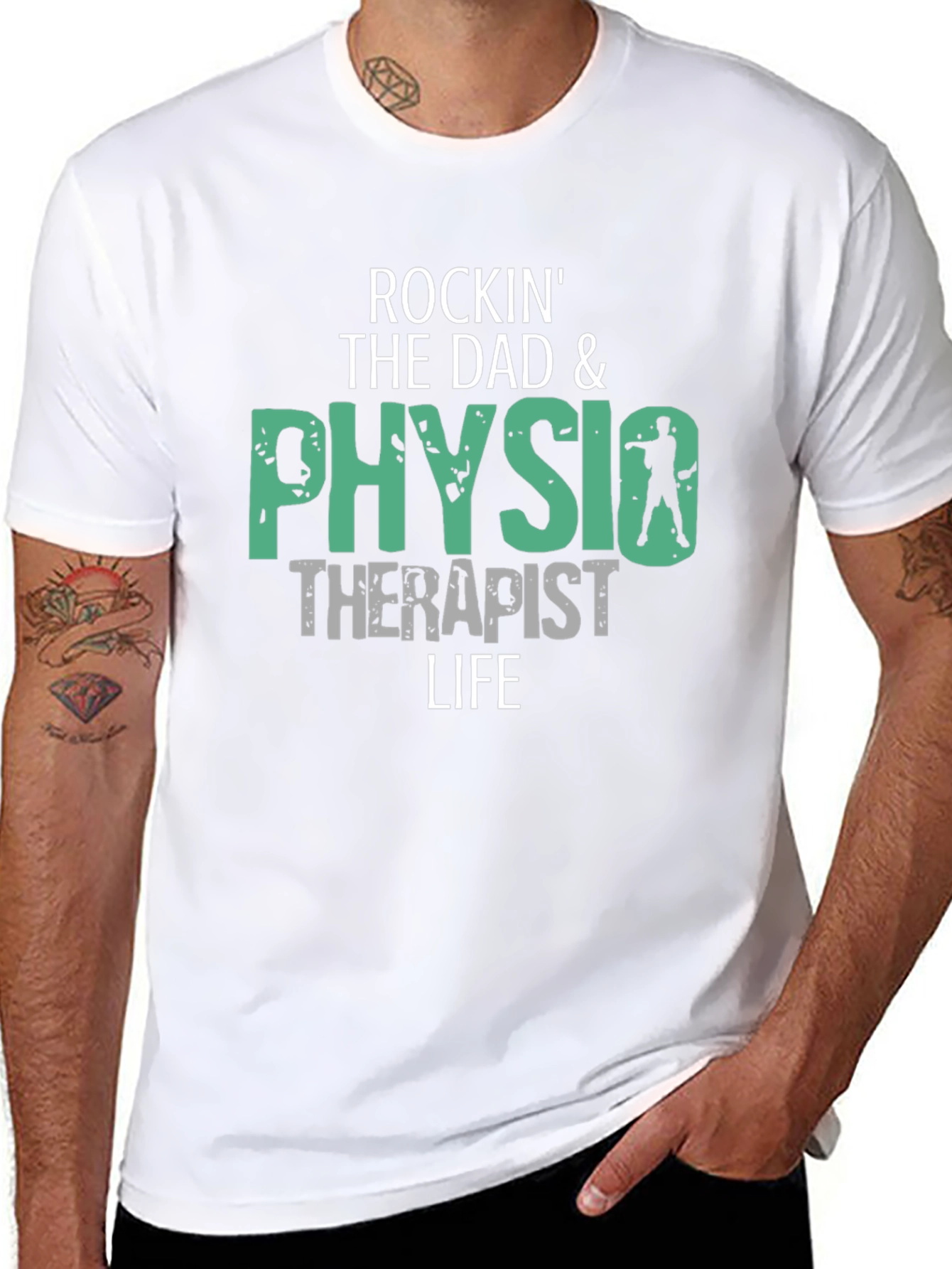 Black Rockin' Dad & Physical Therapist Life T-Shirt view 8