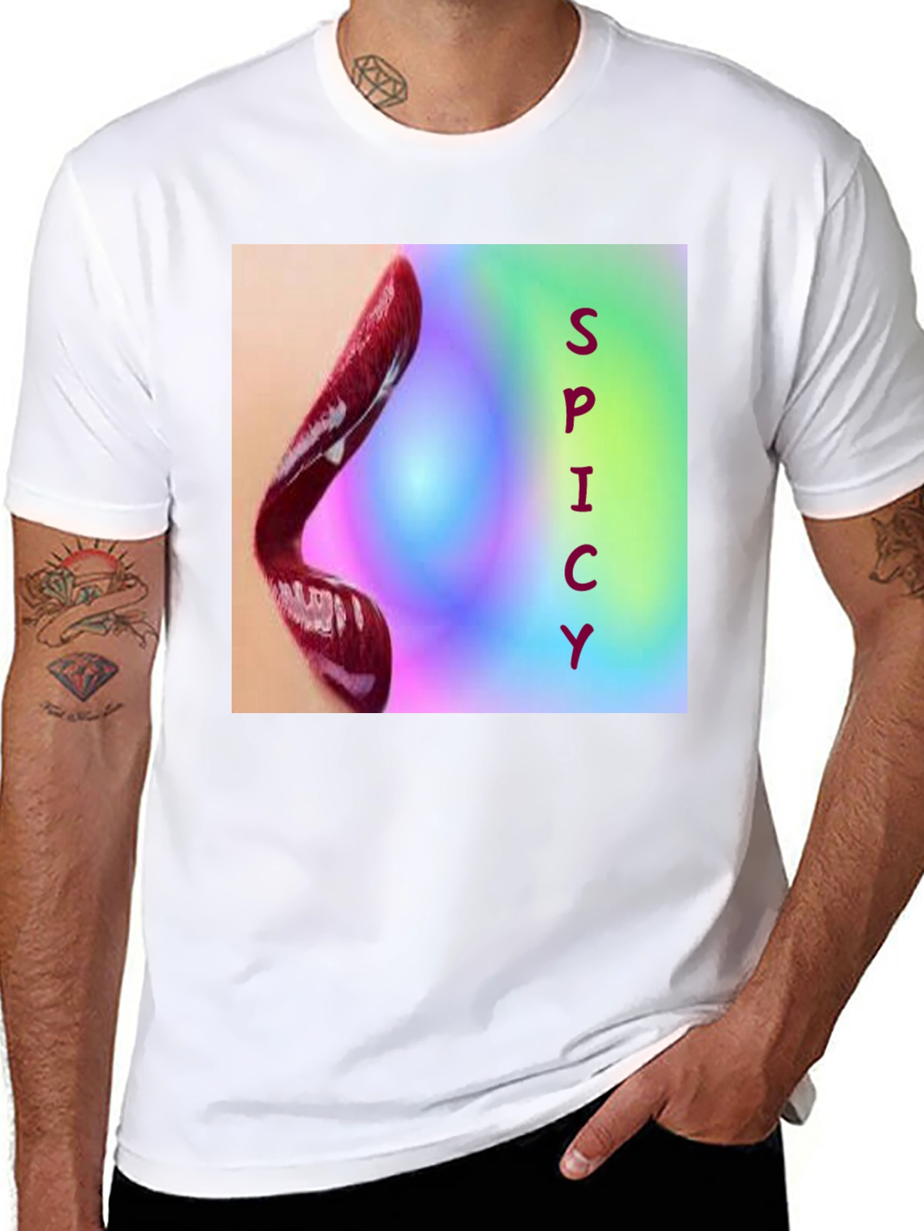 Black Spicy Lips Graphic Tee - Bold Statement Shirt view 8
