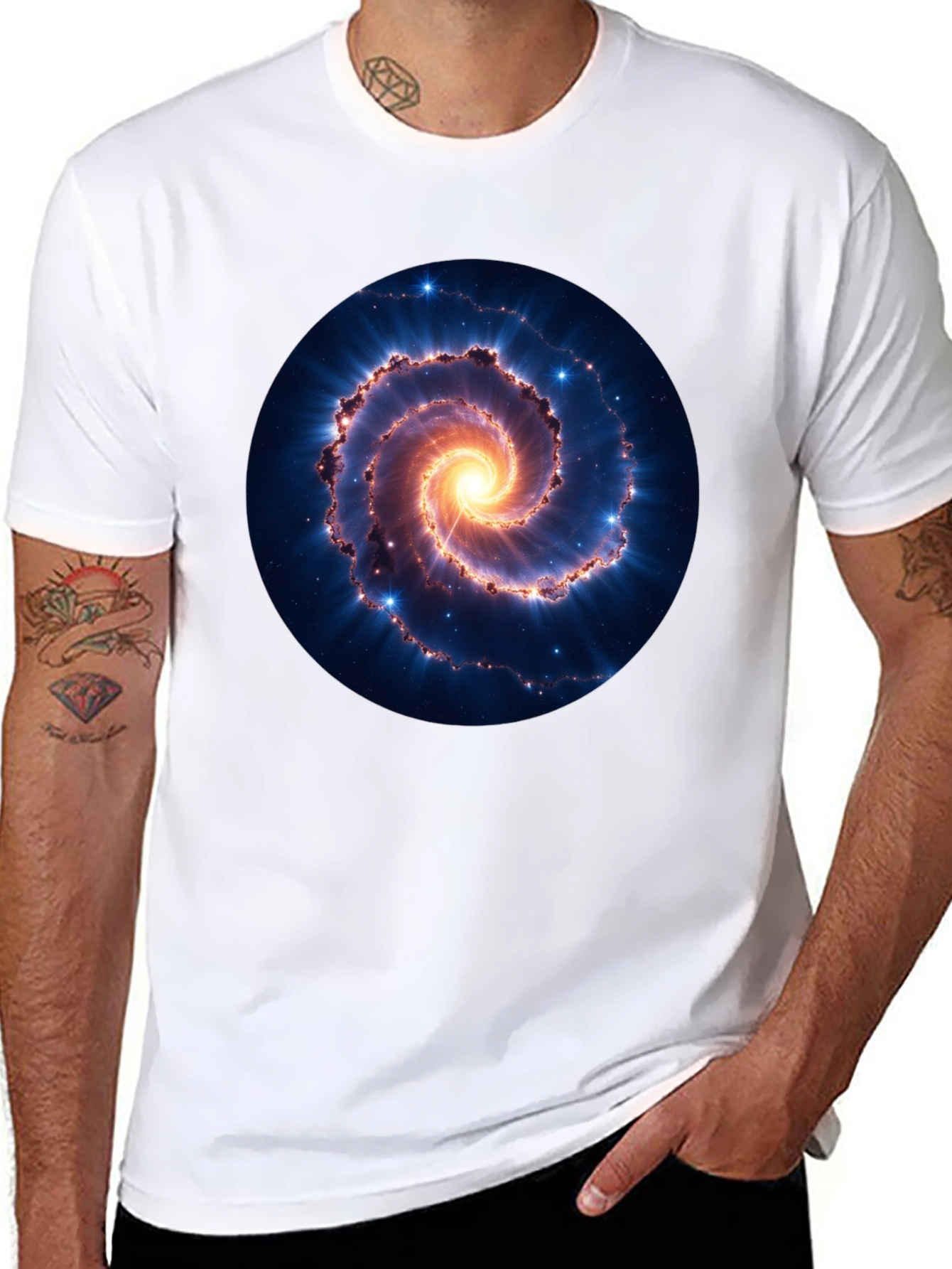 Black Spiral Galaxy Graphic Tee - Black Cotton Blend view 8