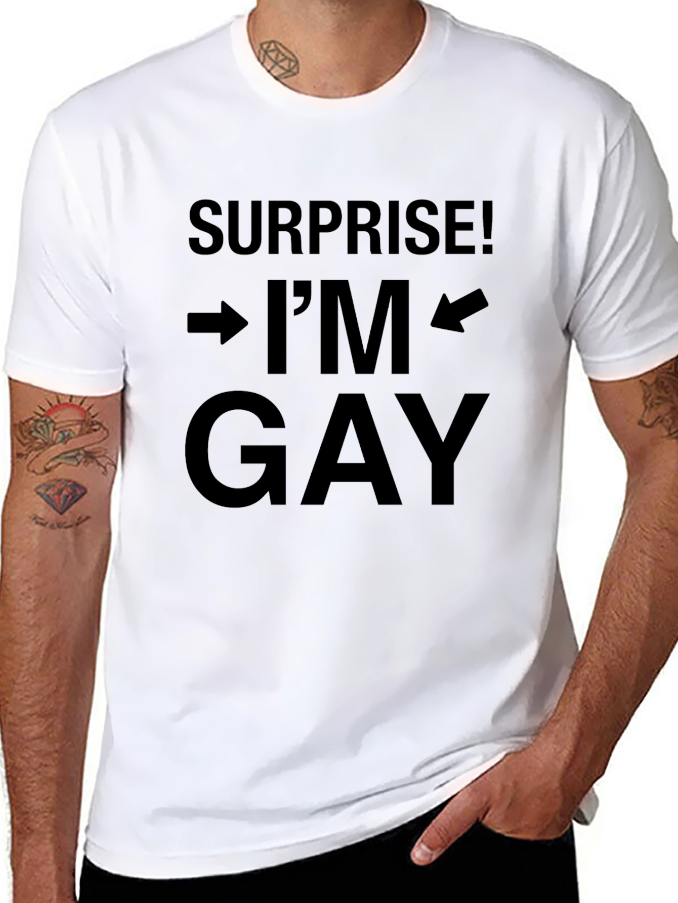 Black Surprise! I'm Gay T-Shirt - Bold Statement Tee view 8
