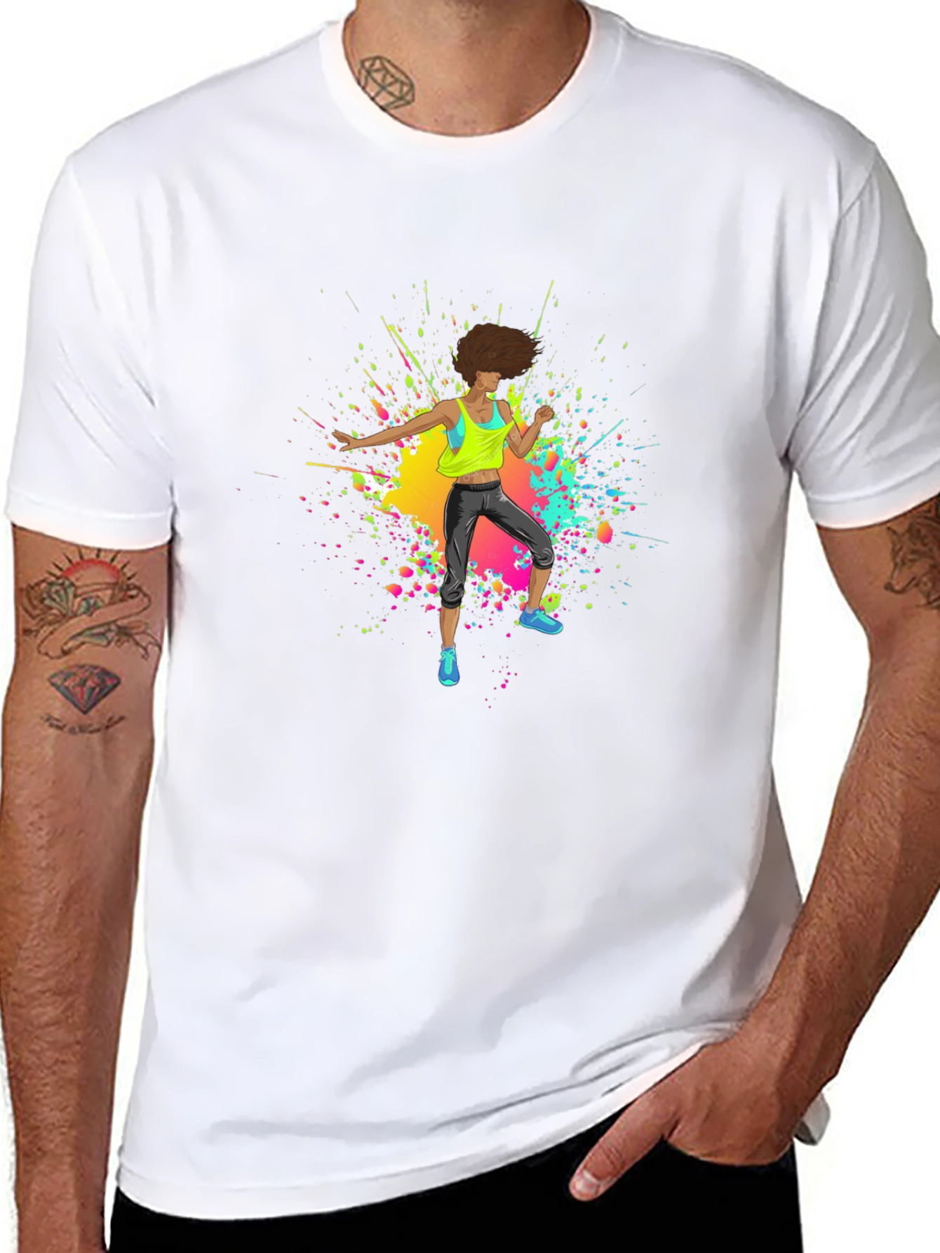 Dancer Graphic Tee - Black Cotton Blend - 8