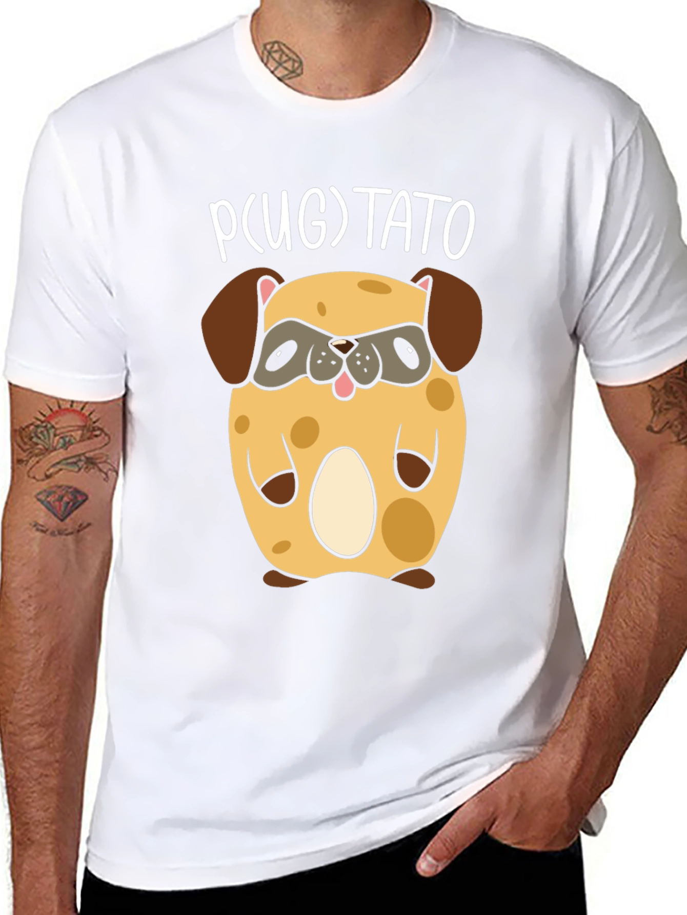 Black Pugtato T-Shirt - Cute Pug Potato Graphic Tee view 8
