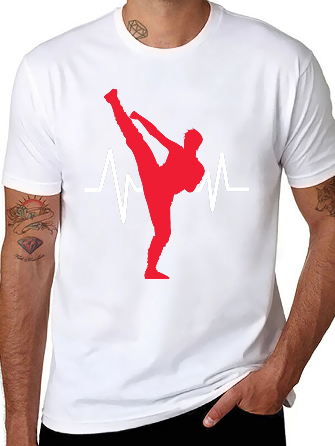 Black Martial Arts Heartbeat T-Shirt - Black view 8