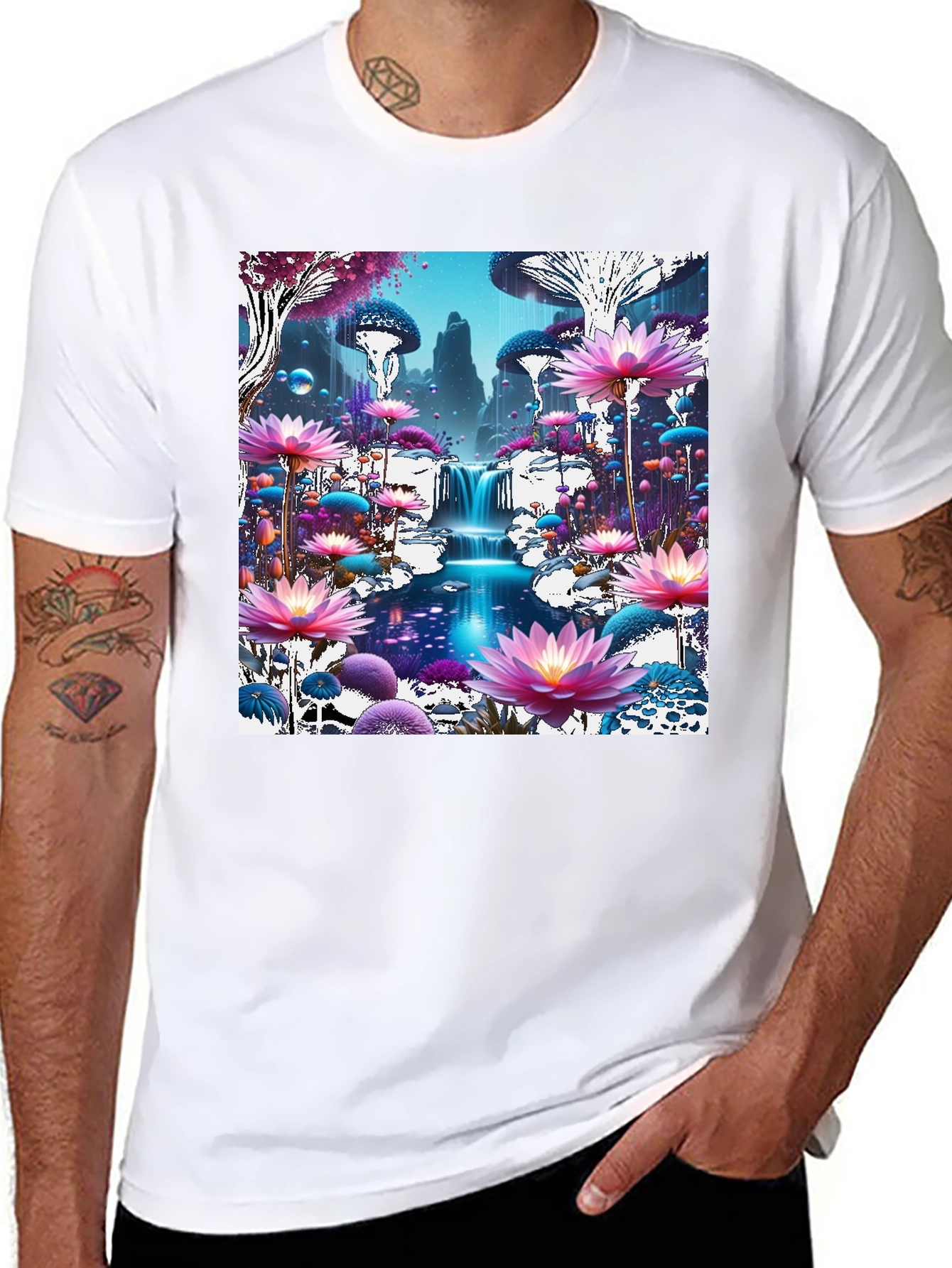 Black Mystical Mushroom Wonderland Graphic Tee view 8