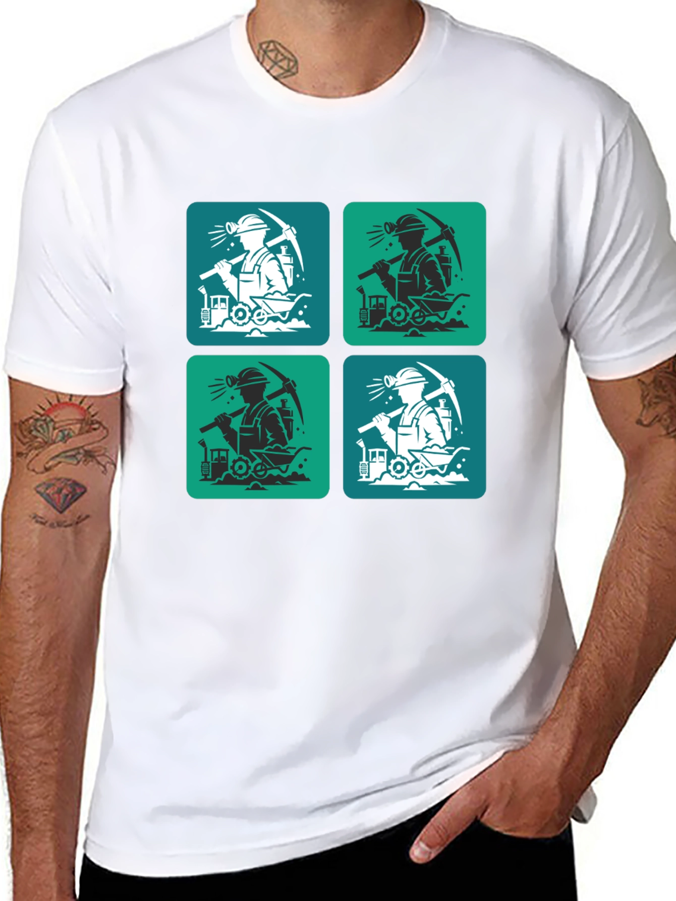 Black Mining Crew T-Shirt - Unique Graphic Tee view 8