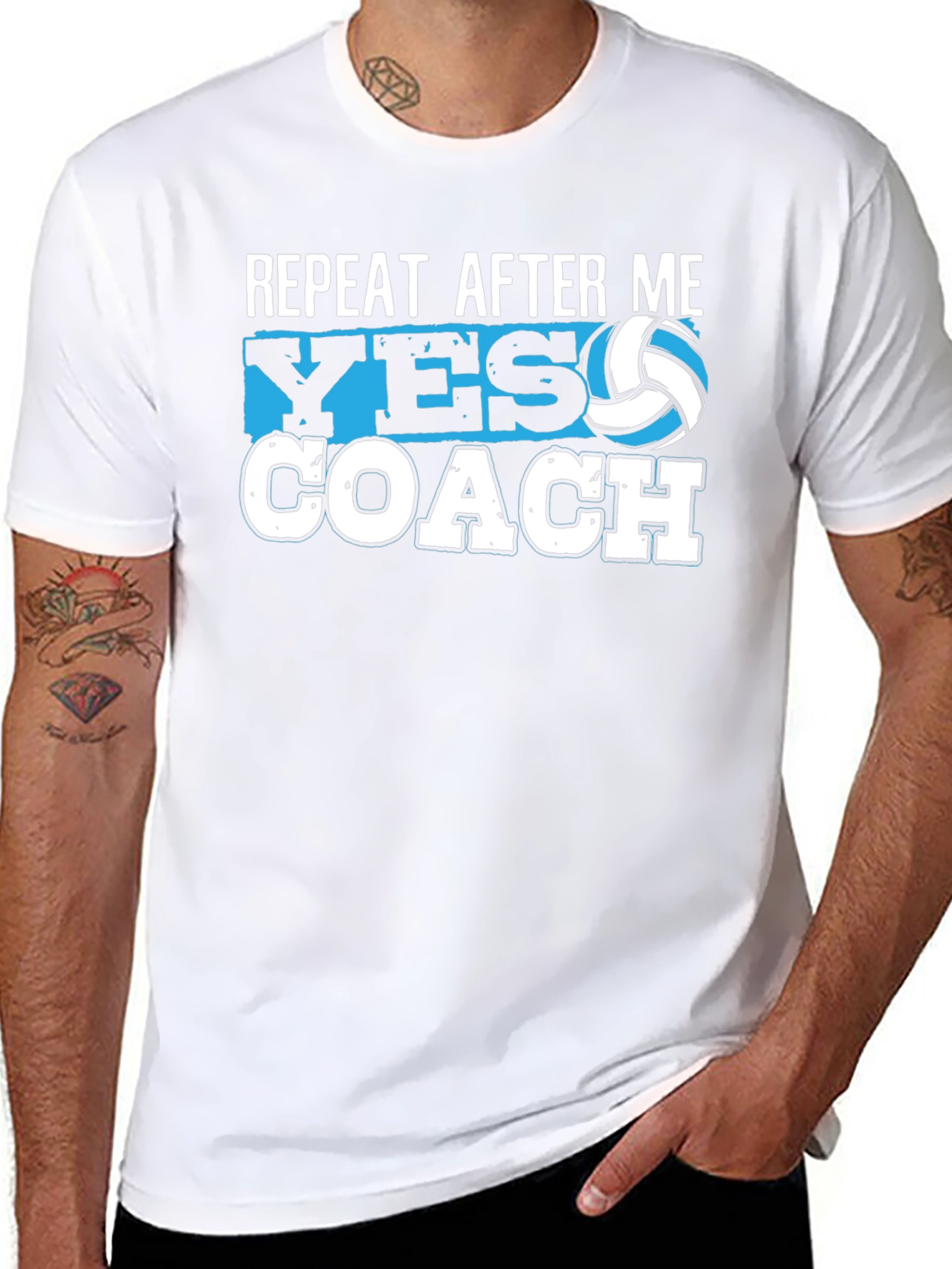 Black Repeat After Me Yes Coach Volleyball T-Shirt view 8