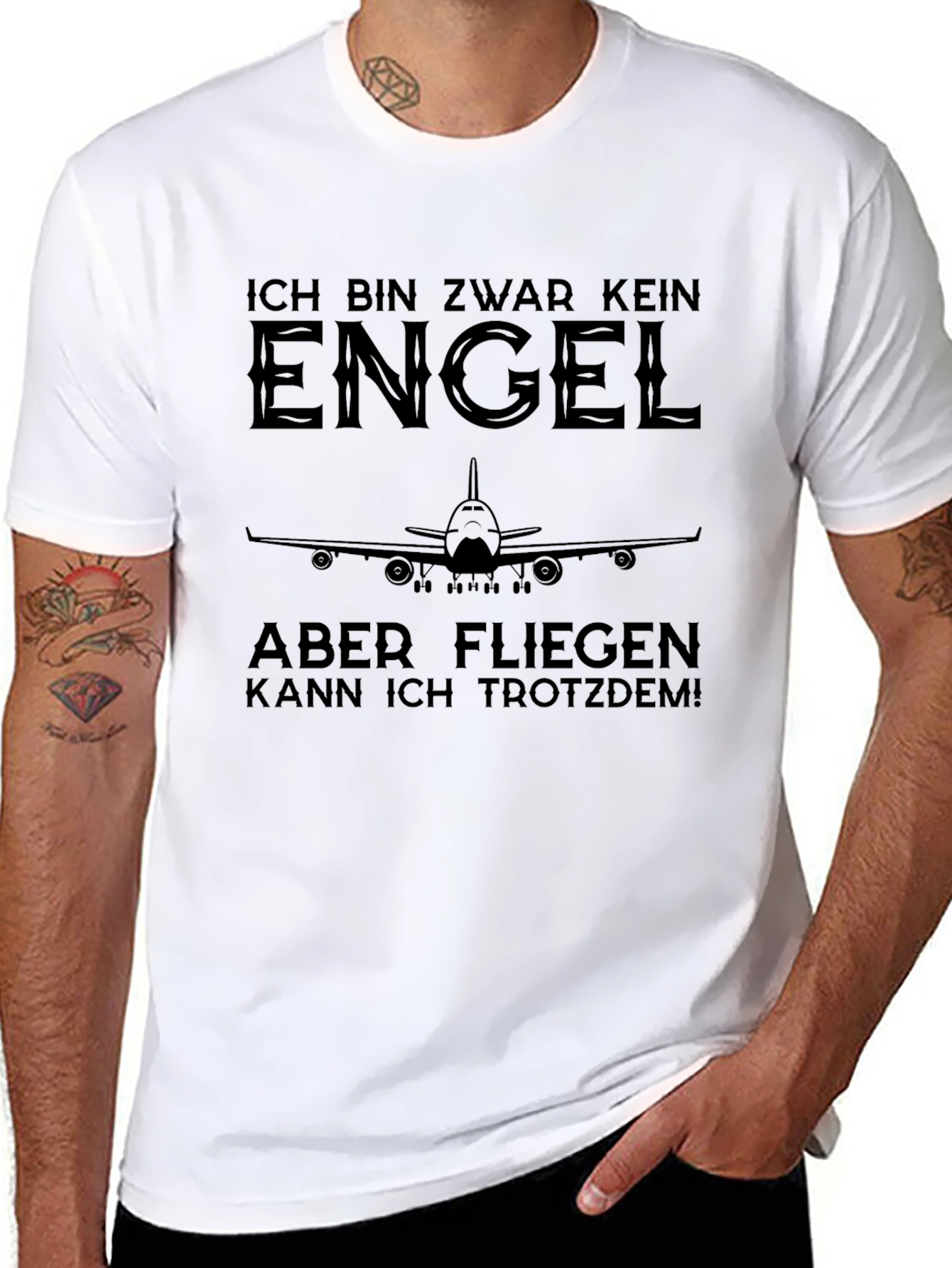 Black Ich Bin Zwar Kein Engel T-Shirt view 8